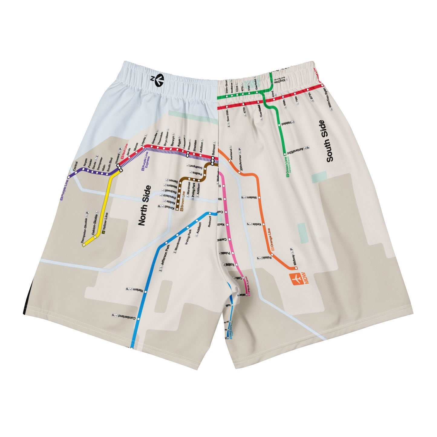 Chi-Subway Map Graffiti Shorts from B.Different Clothing, back view, graffiti-inspired streetwear