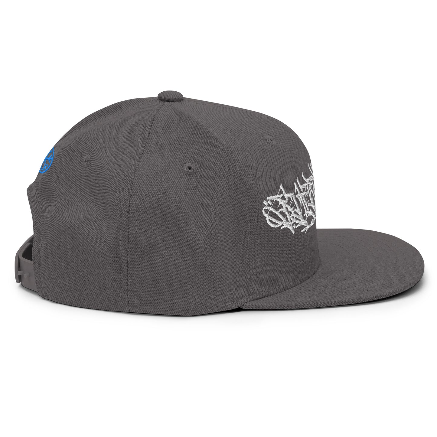 Gray-Shew Collab Graffiti Snapback Hat from B.Different Clothing,right view, graffiti-inspired streetwear