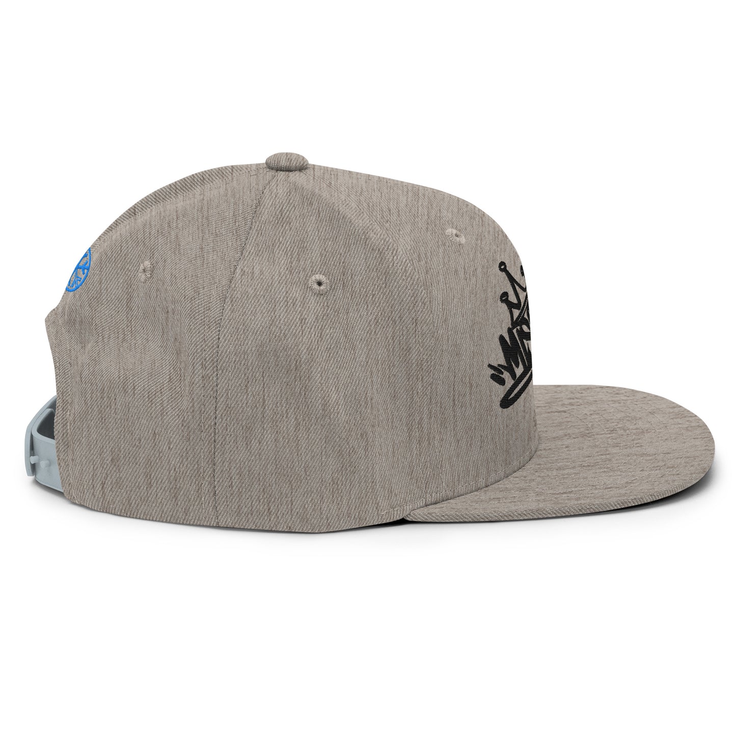 Gray-Misfit Graffiti Tag Snapback Hat from B.Different Clothing, right view, graffiti-inspired streetwear
