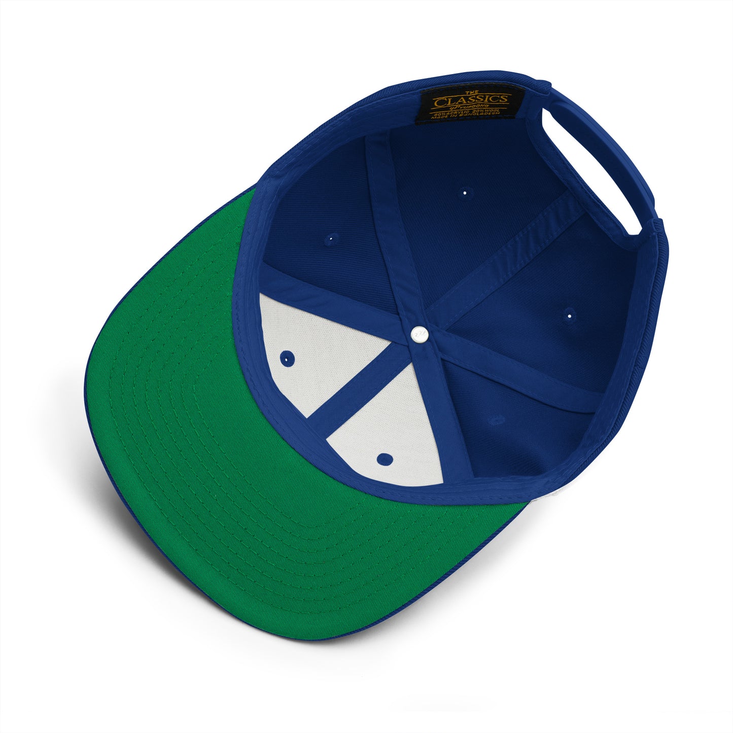 Blue-Mission Graffiti Piece Snapback Hat from B.Different Clothing, inside view, graffiti-inspired streetwear