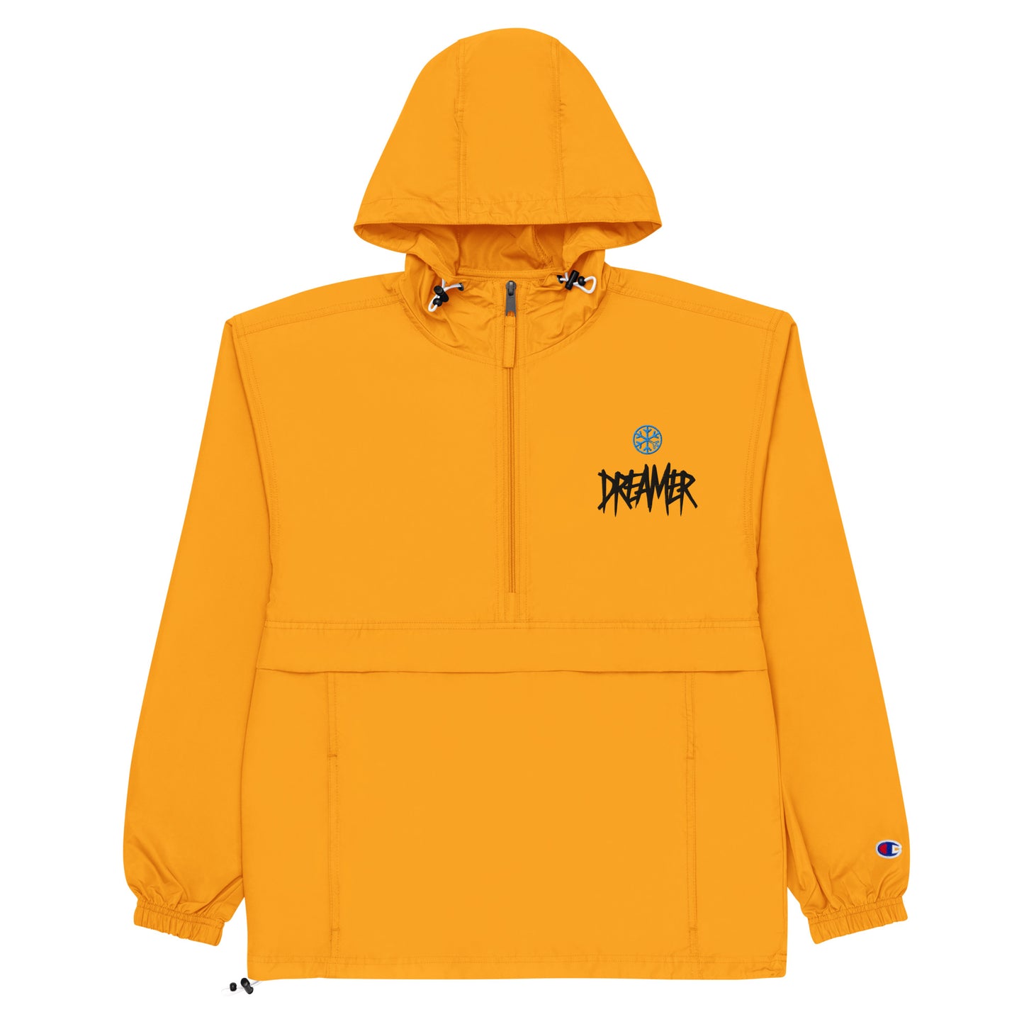 Yellow-Dreamer Graffiti Tag Windbreaker Jacket from B.Different Clothing, flat view, graffiti-inspired streetwear