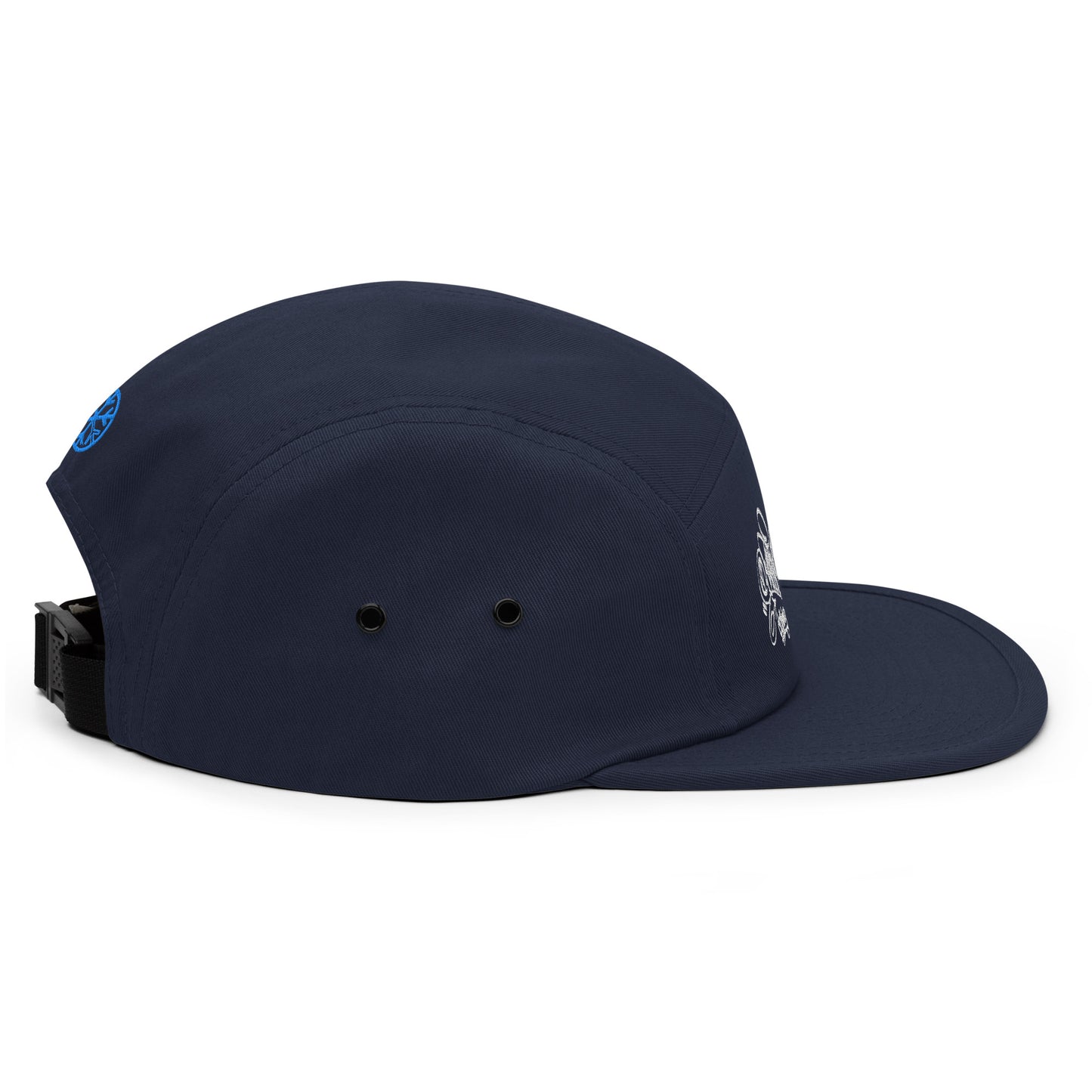 Navy-Graffiti Dad Collab 5-Panel Snapback Hat from B.Different Clothing, right view, graffiti-inspired streetwear