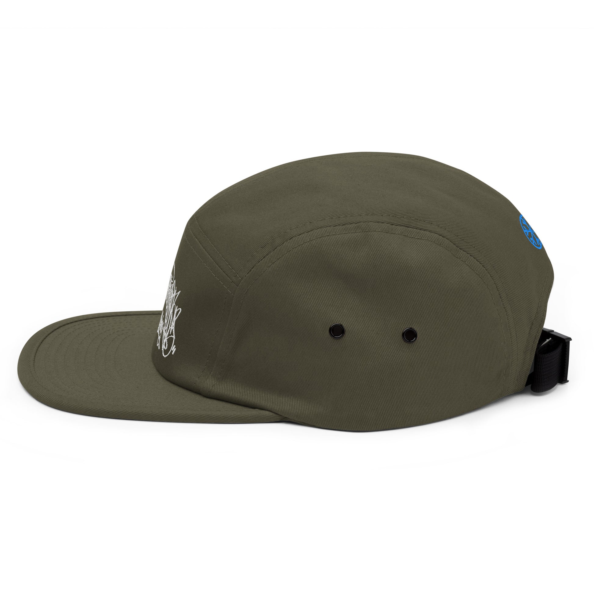 Green-Graffiti Dad Collab 5-Panel Snapback Hat from B.Different Clothing, left view, graffiti-inspired streetwear
