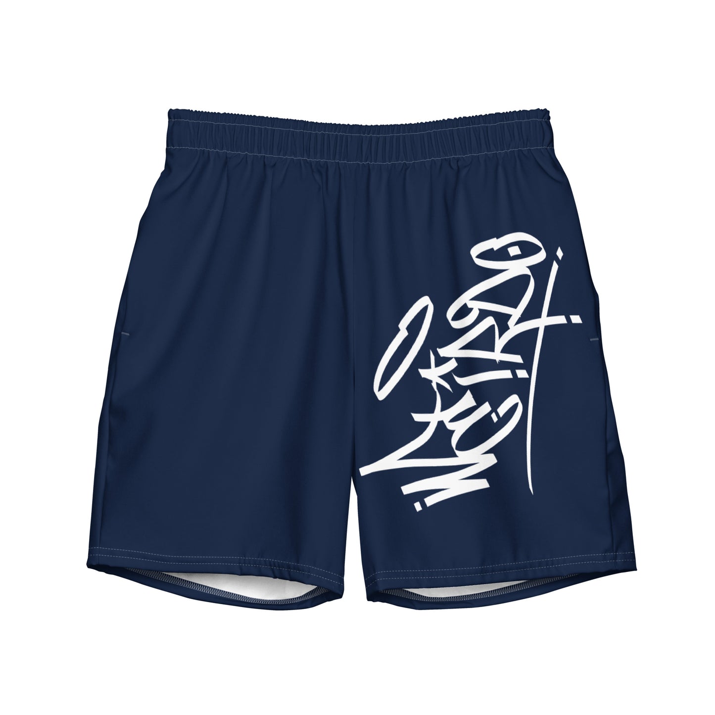 navy-weirdo-graffiti-tag-swim-shorts-front-by-b.different-clothing-graffiti-inspired-independent-streetwear-brand
