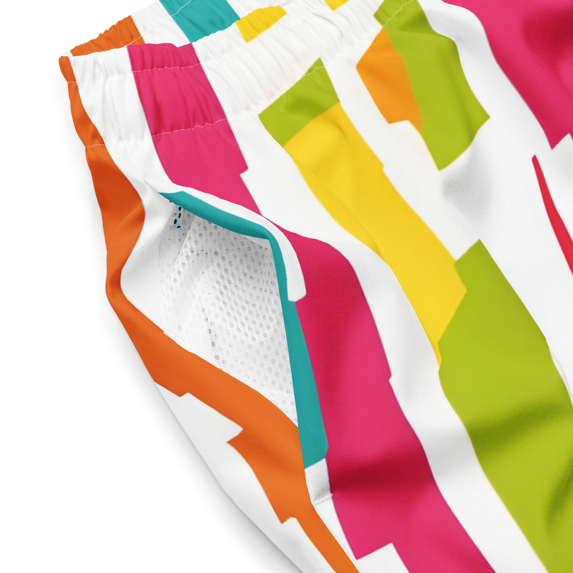-Good Vibes Graffiti Swim Shorts from B.Different Clothing, mesh pocket, graffiti-inspired streetwear