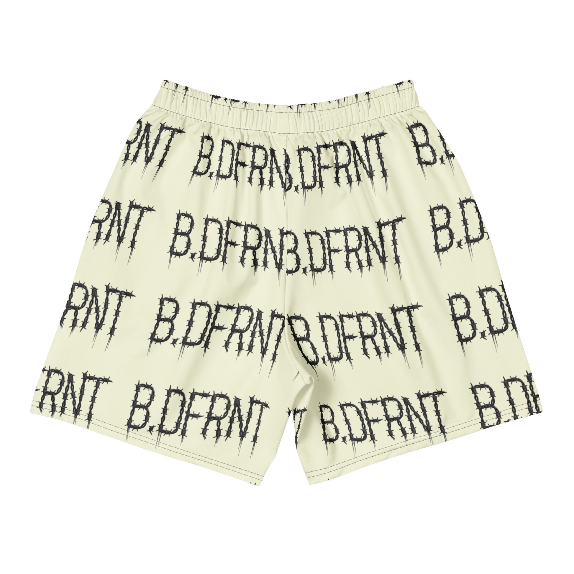 Beige-B.DFRNT Barbed Wire Shorts from B.Different Clothing, back view, graffiti-inspired streetwear