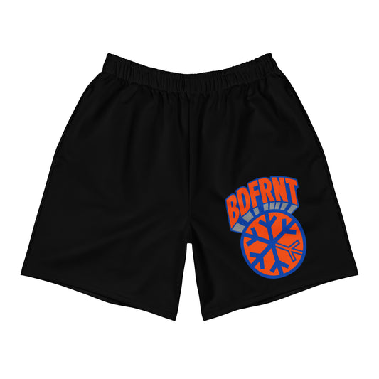Black-BDFRNT Logo 1989 Shorts from B.Different Clothing, front view, graffiti-inspired streetwear