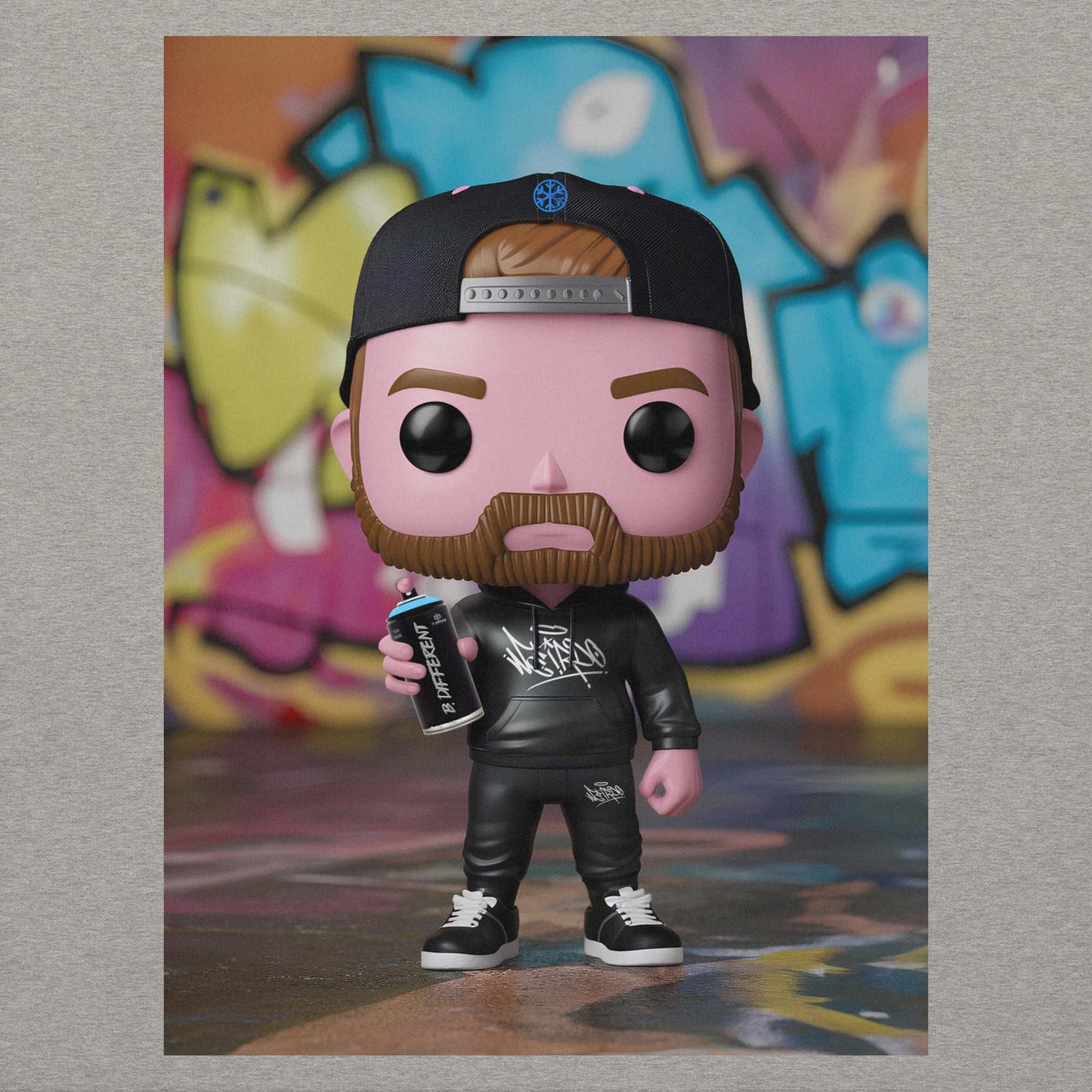 gray-graffiti-artist-vinyl-figure-hoodie-back-by-b.different-clothing-graffiti-inspired-independent-streetwear-brand