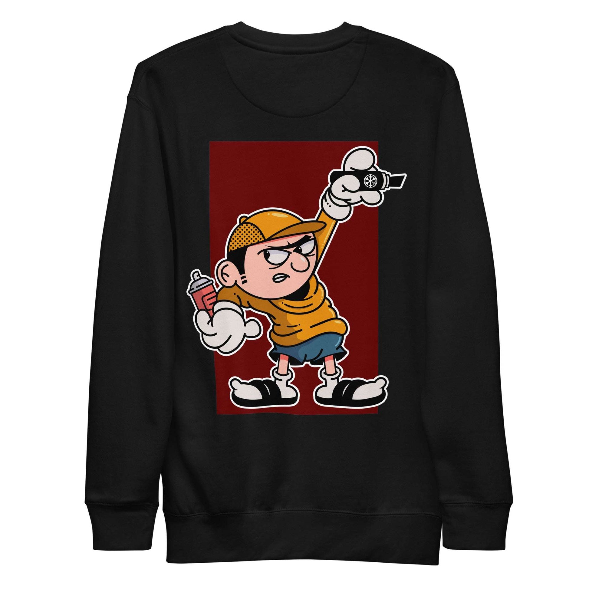 black-get-down-graffiti-character-sweatshirt-back-by-b.different-clothing-graffiti-inspired-independent-streetwear-brand
