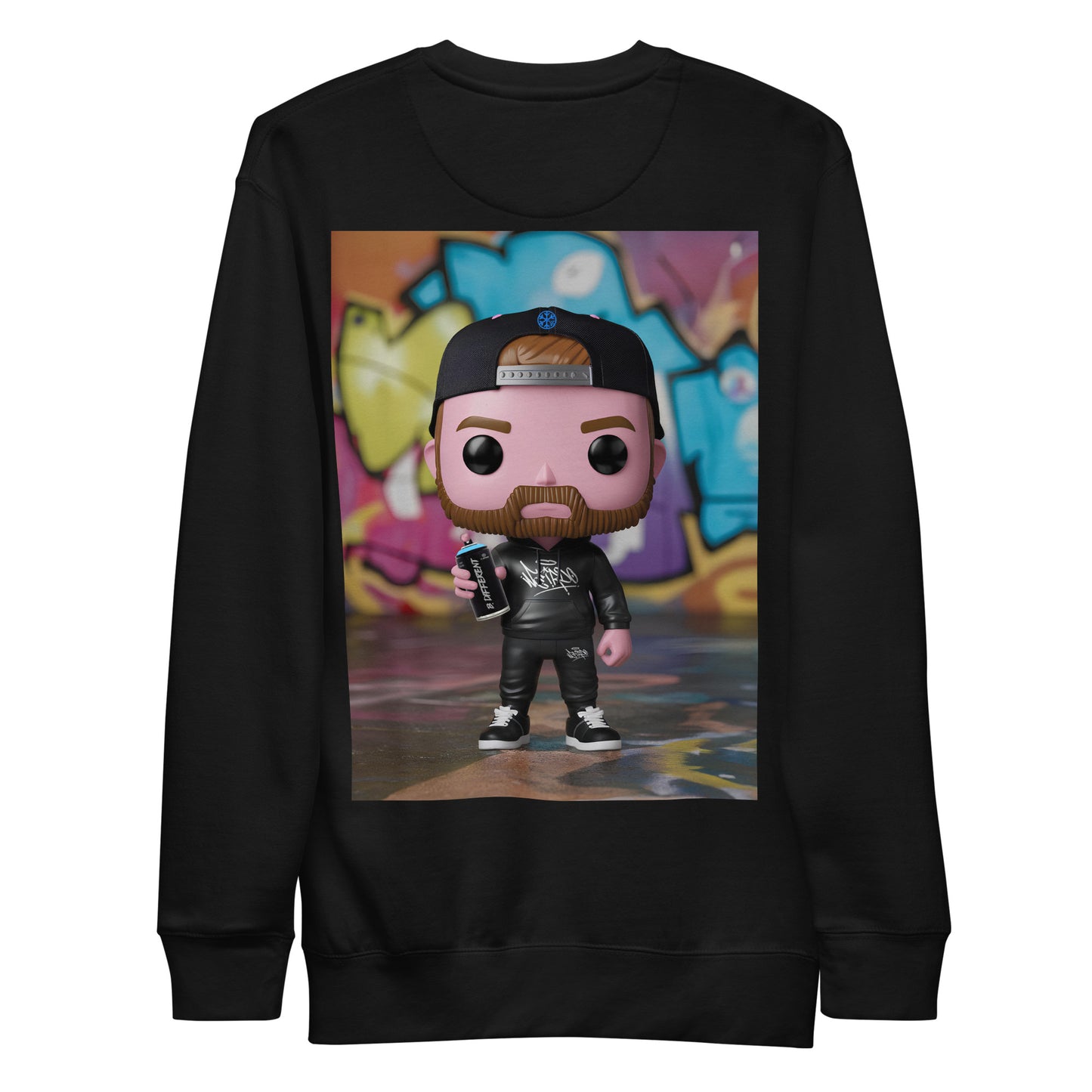 black-graffiti-artist-vinyl-figure-sweatshirt-back-by-b.different-clothing-graffiti-inspired-independent-streetwear-brand