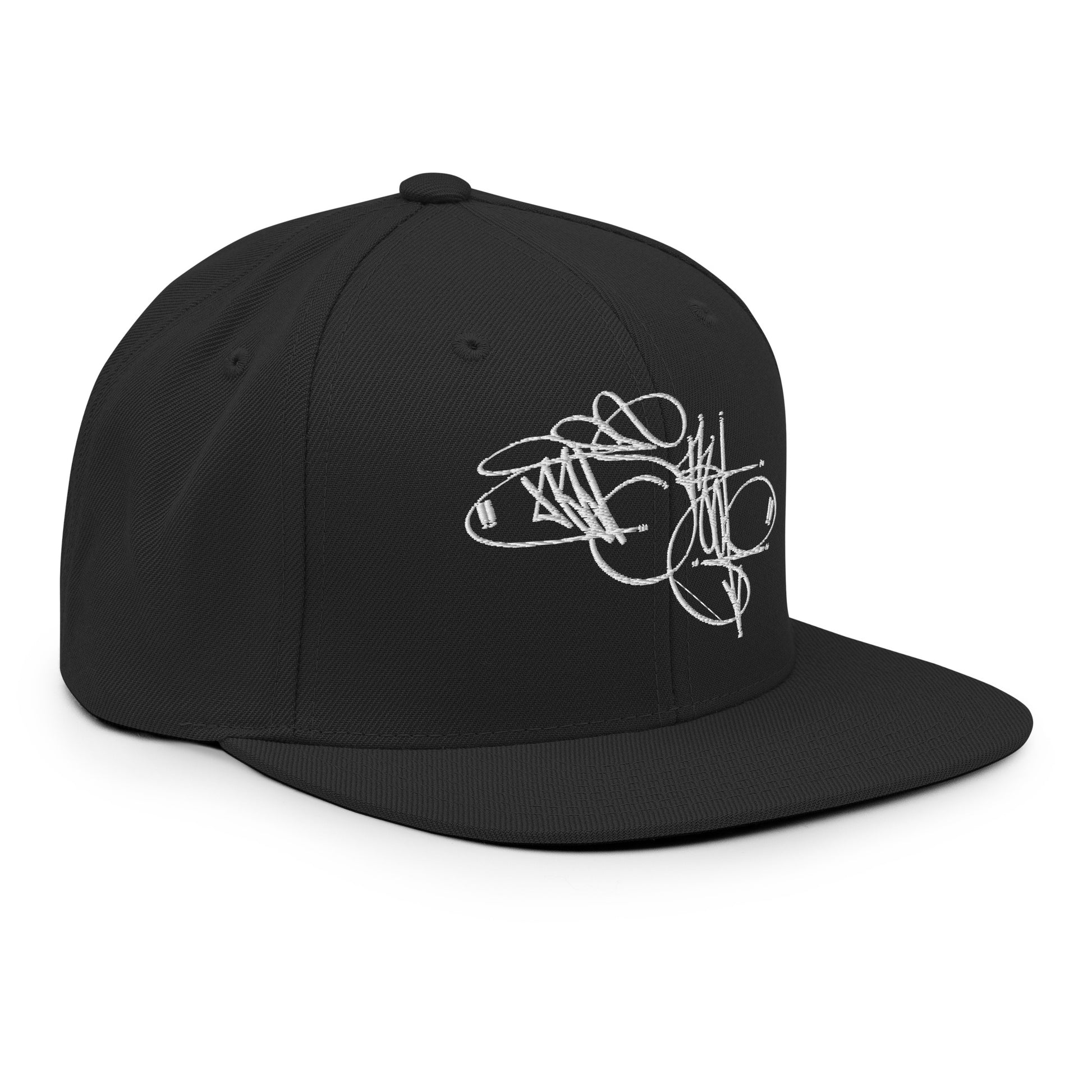 Black-Misfit Tag Snapback Hat by Graffiti Dad from B.Different Clothing, 3/4 right view, graffiti-inspired streetwear