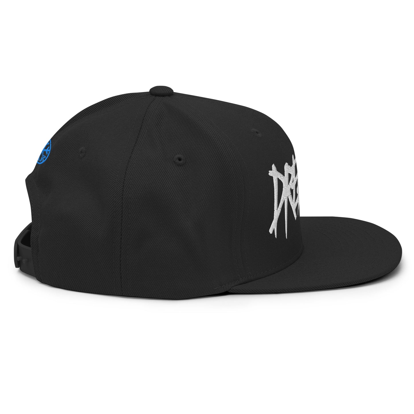 Black-Dreamer Graffiti Tag Snapback Hat from B.Different Clothing, right view, graffiti-inspired streetwear