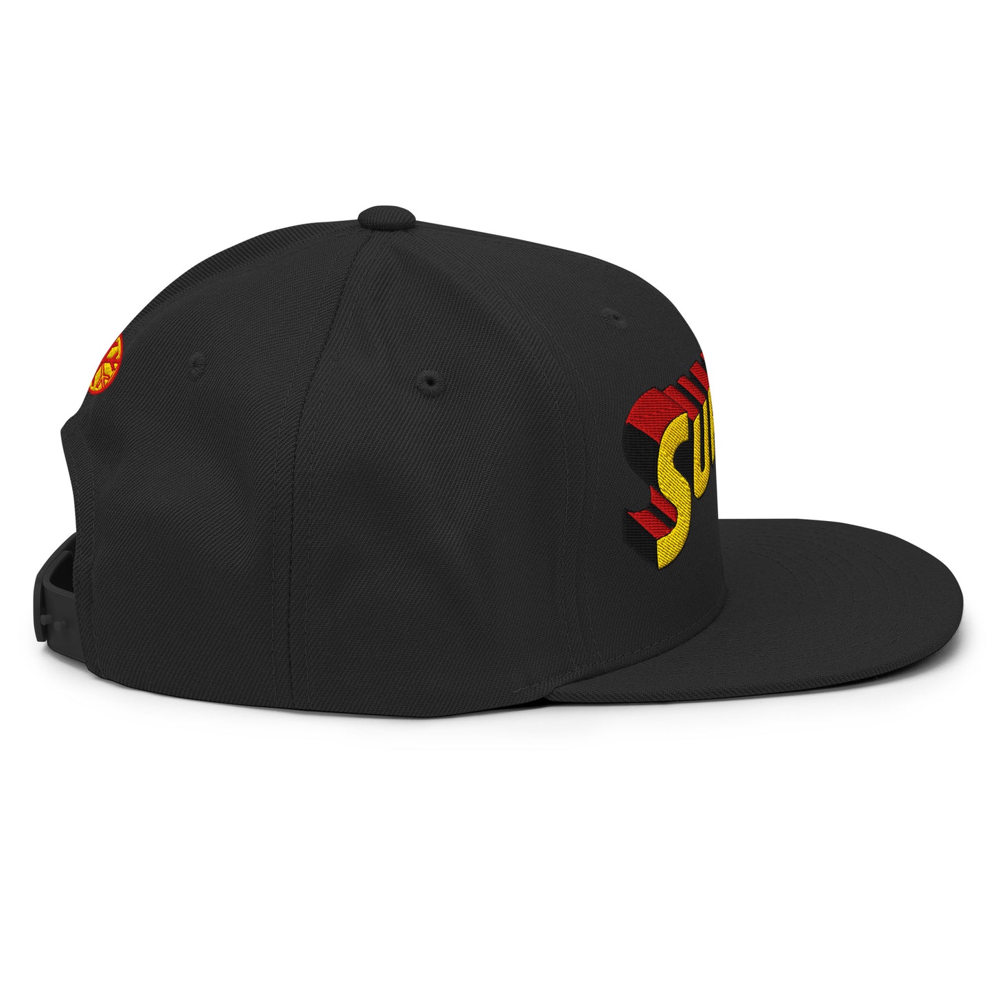 Black-Superweird Snapback Hat from B.Different Clothing, right view, graffiti-inspired streetwear