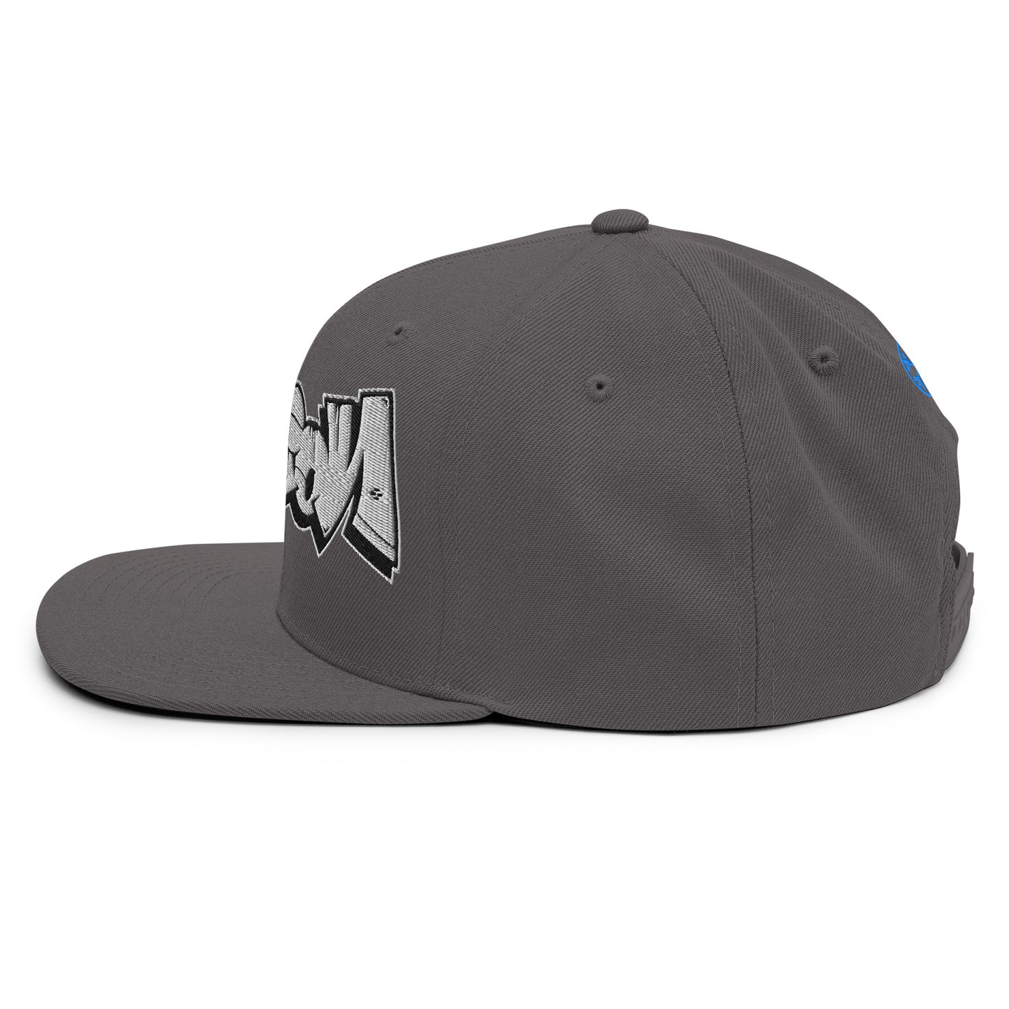Darkgray-Mission Graffiti Piece Snapback Hat from B.Different Clothing, left view, graffiti-inspired streetwear