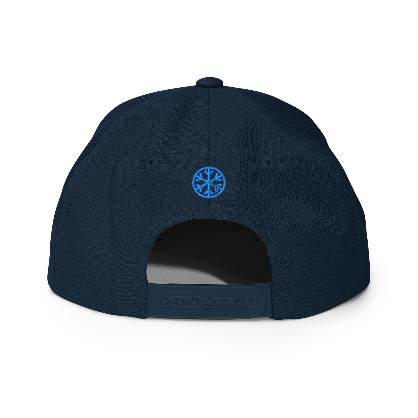 Navy-Shew Collab Graffiti Snapback Hat from B.Different Clothing, back view, graffiti-inspired streetwear