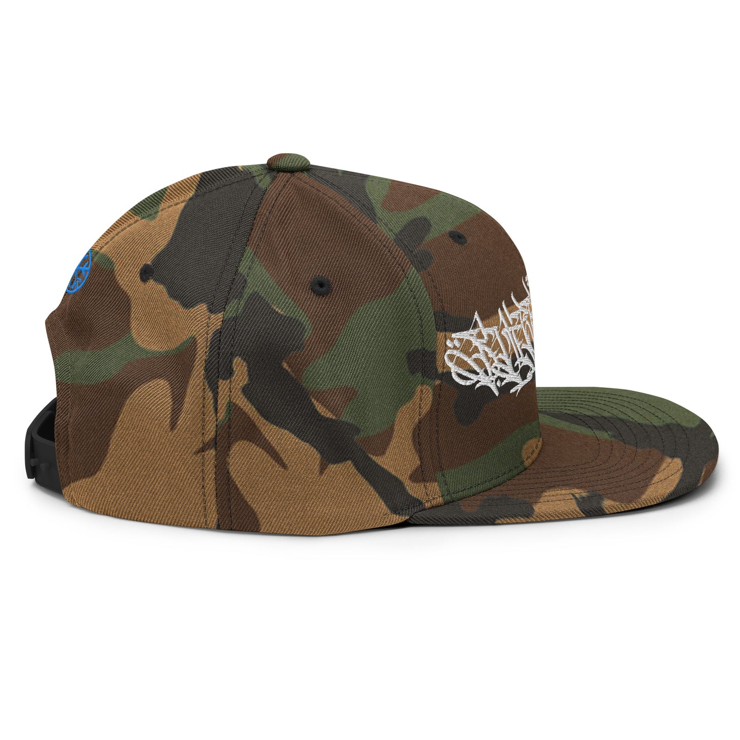 Camo-Shew Collab Graffiti Snapback Hat from B.Different Clothing, right view, graffiti-inspired streetwear