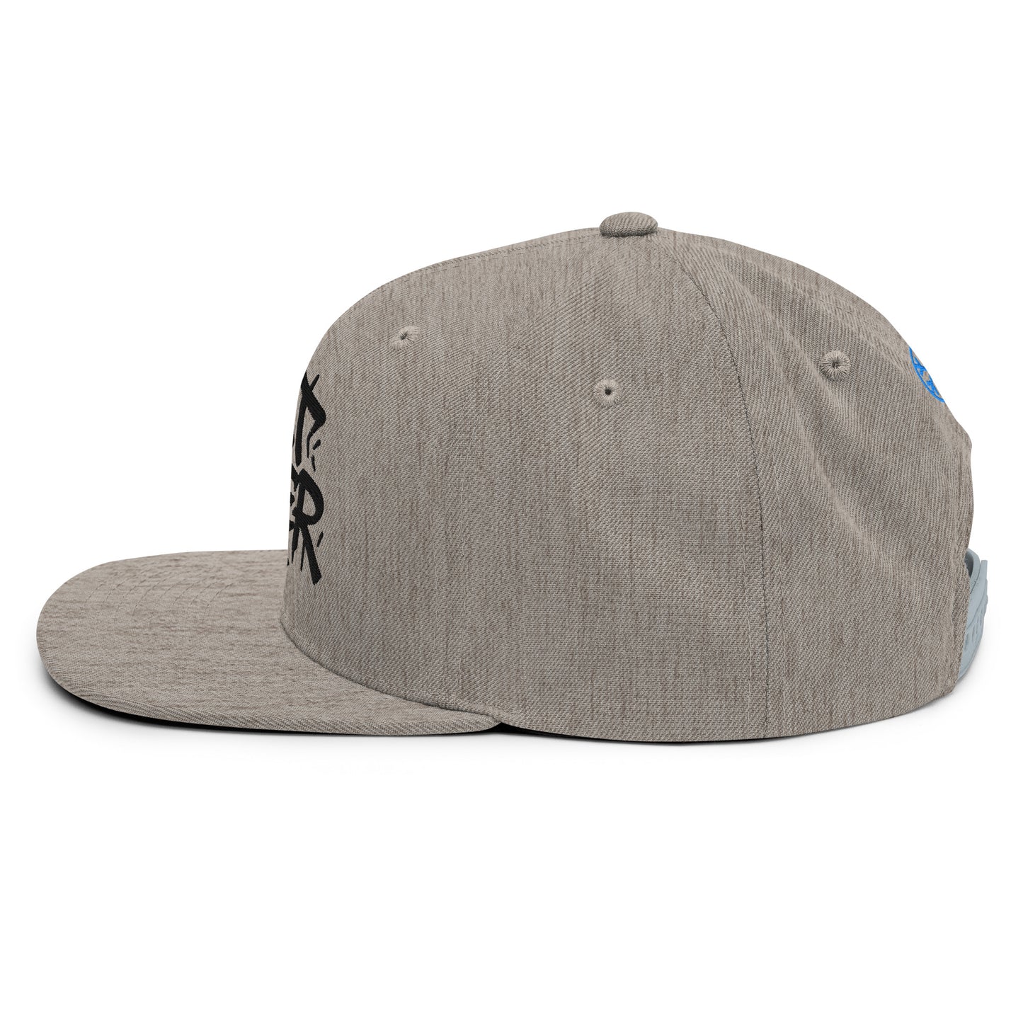 Gray-Paint Dealer Graffiti Tag Snapback Hat from B.Different Clothing, left view, graffiti-inspired streetwear