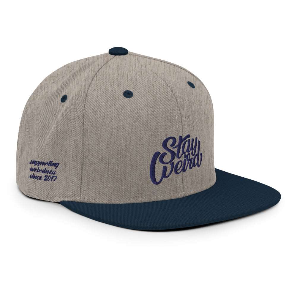 navy-stay-weird-snapback-hat-gray-back-by-b.different-clothing-graffiti-inspired-independent-streetwear-brand