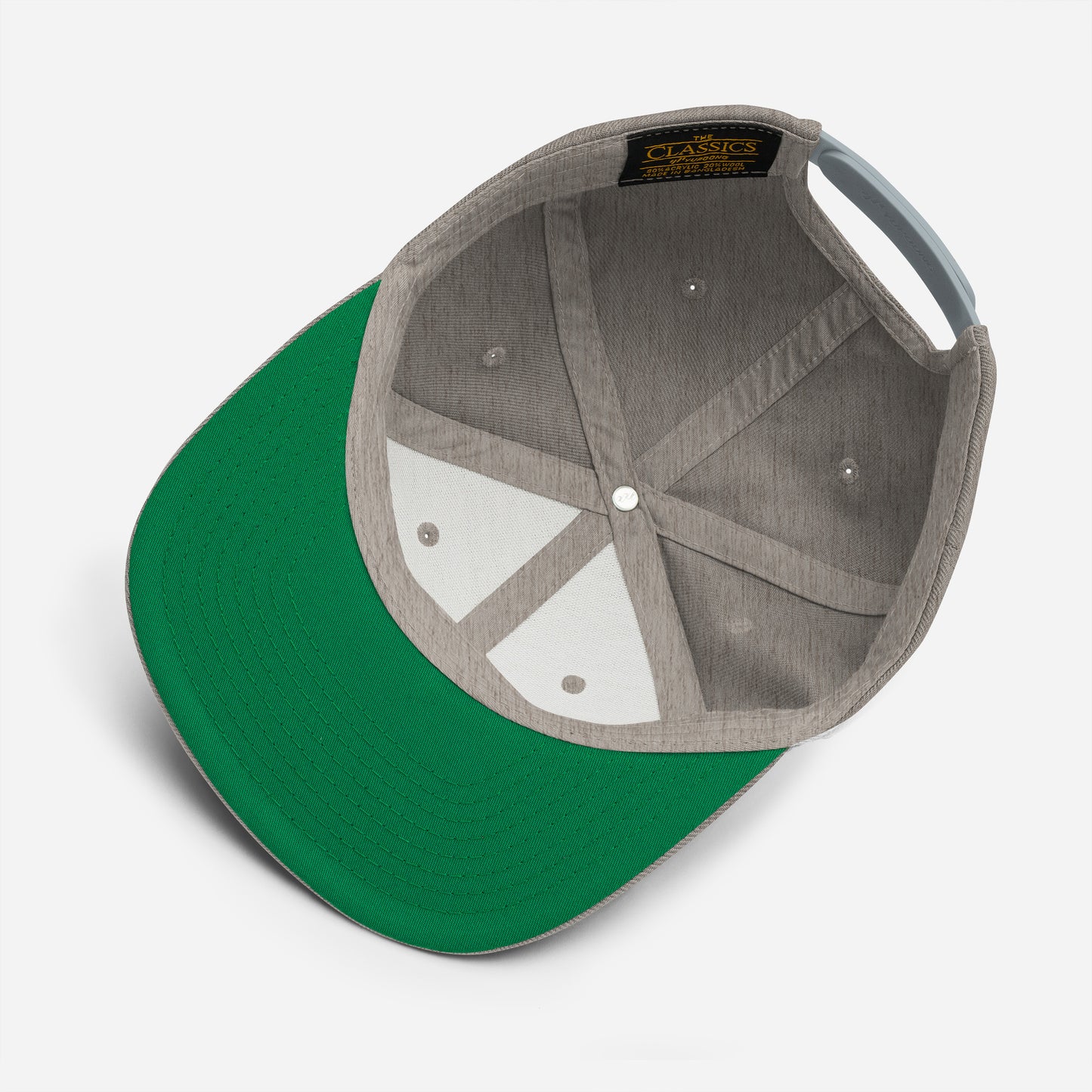 Gray-Misfit Graffiti Tag Snapback Hat from B.Different Clothing, inside view, graffiti-inspired streetwear