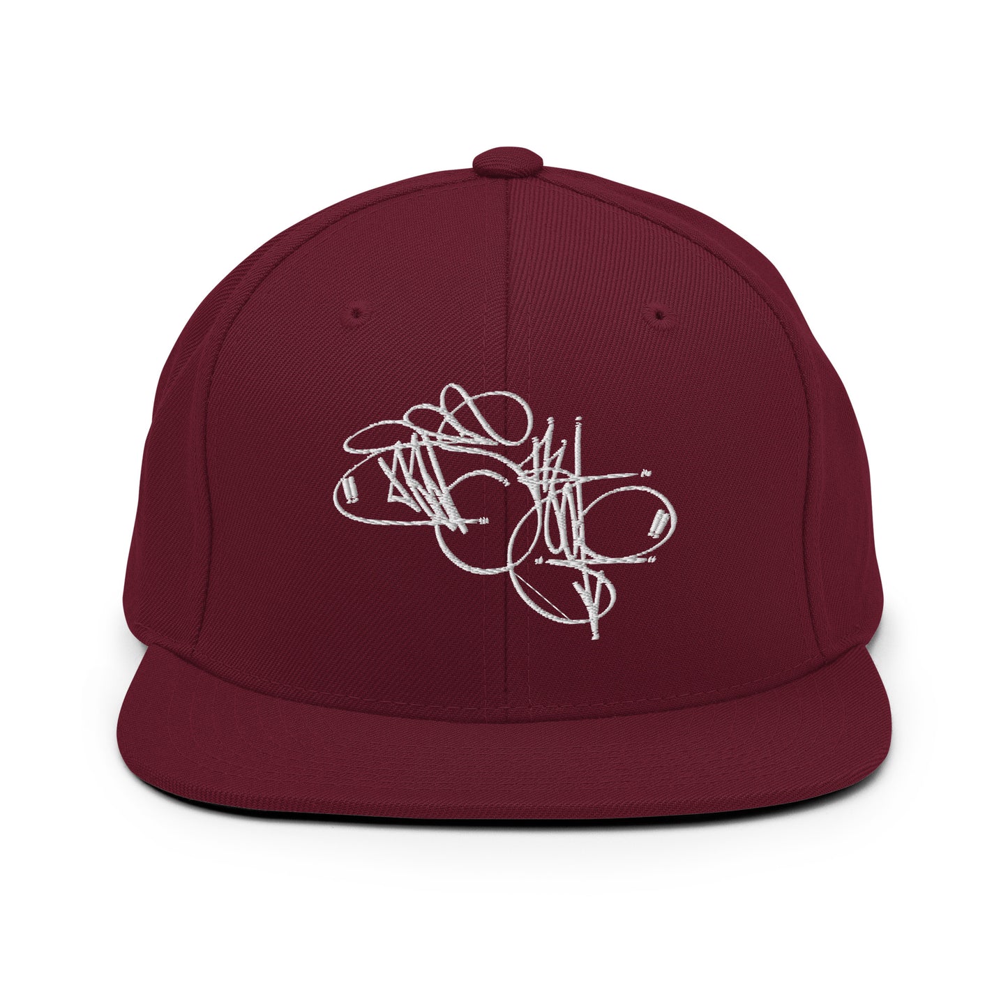 Maroon-Misfit Tag Snapback Hat by Graffiti Dad from B.Different Clothing, front view, graffiti-inspired streetwear