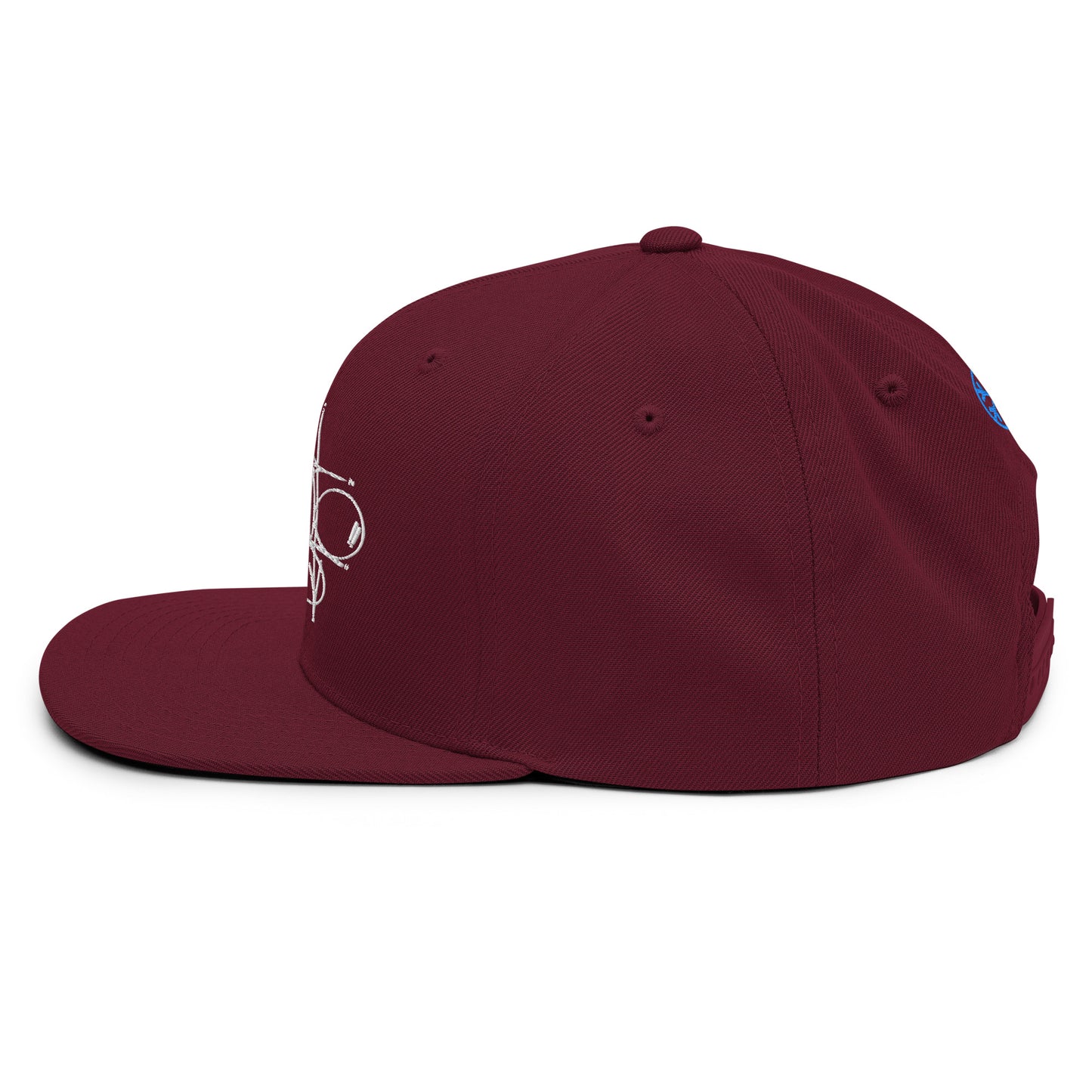 Maroon-Misfit Tag Snapback Hat by Graffiti Dad from B.Different Clothing, left view, graffiti-inspired streetwear