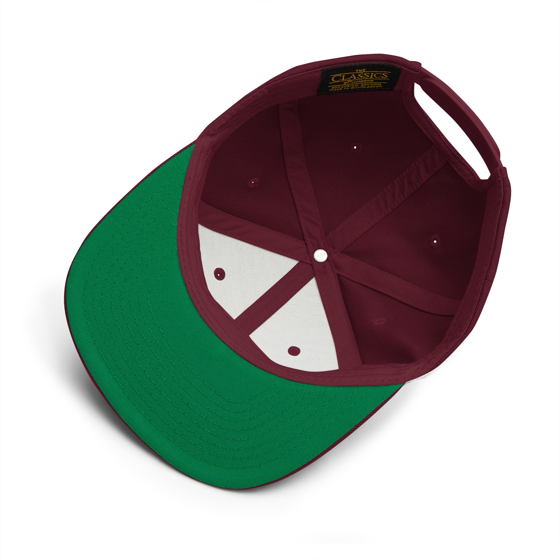 Maroon-ACAB Graffiti Tag Snapback Hat from B.Different Clothing, inside view, graffiti-inspired streetwear