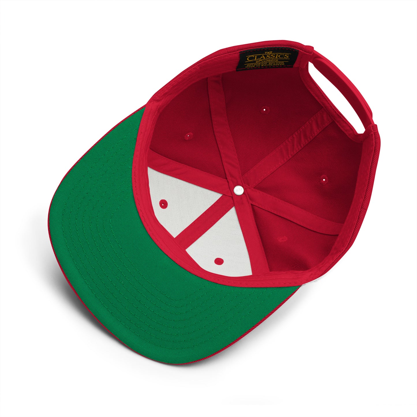Red-ACAB Graffiti Tag Snapback Hat from B.Different Clothing, inside view, graffiti-inspired streetwear