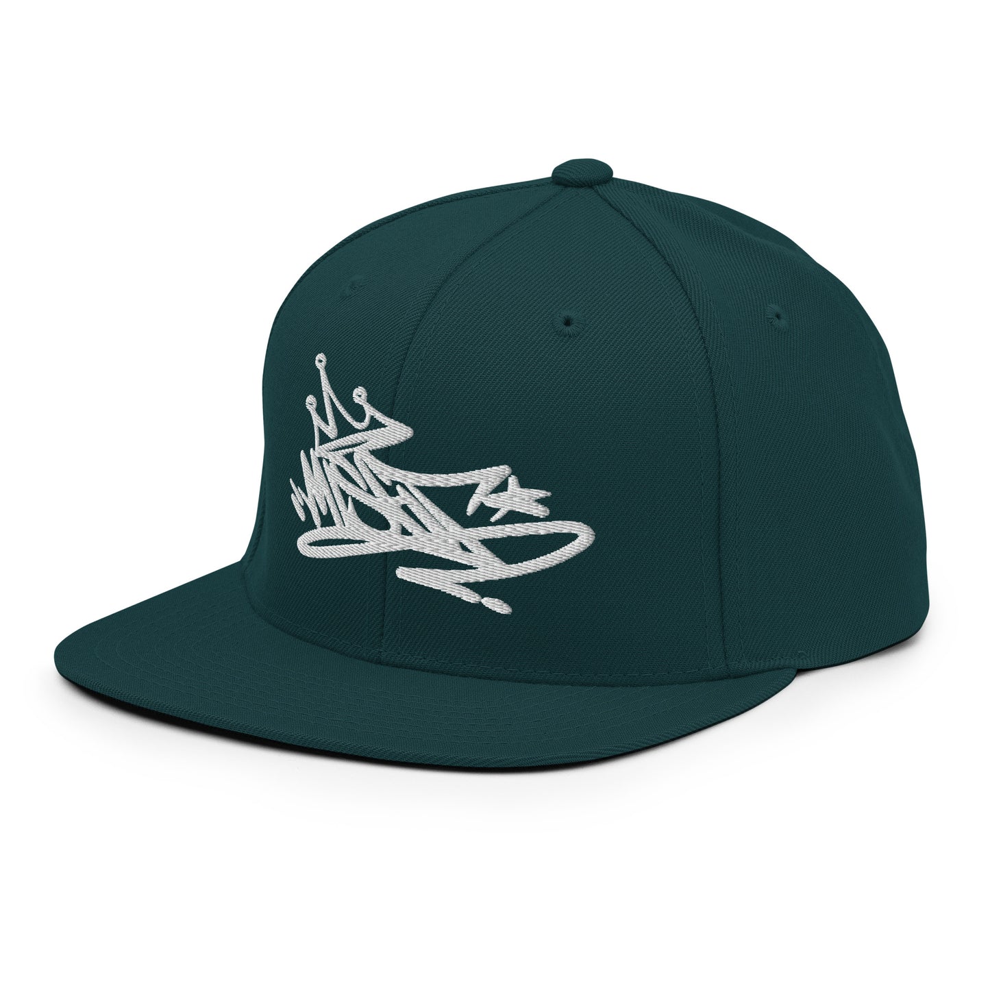 Green-Misfit Graffiti Tag Snapback Hat from B.Different Clothing, 3/4 right view, graffiti-inspired streetwear
