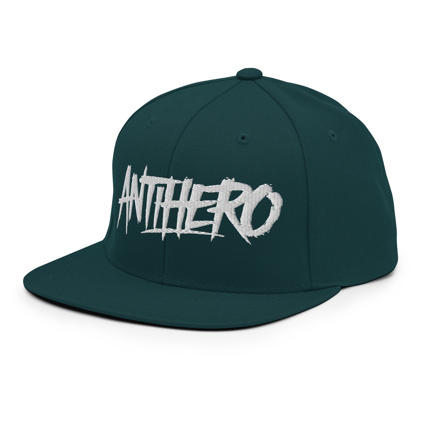 Green-Antihero Graffiti Tag Snapback Hat from B.Different Clothing, 3/4 left view, graffiti-inspired streetwear