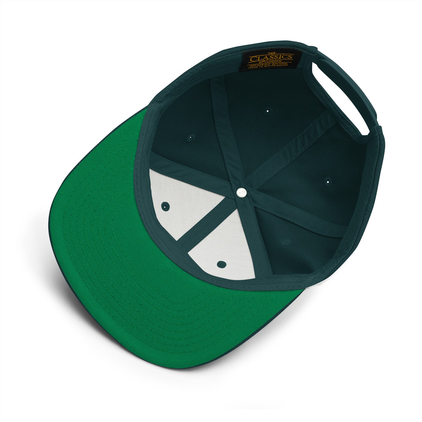 Green-Misfit Graffiti Tag Snapback Hat from B.Different Clothing, inside view, graffiti-inspired streetwear