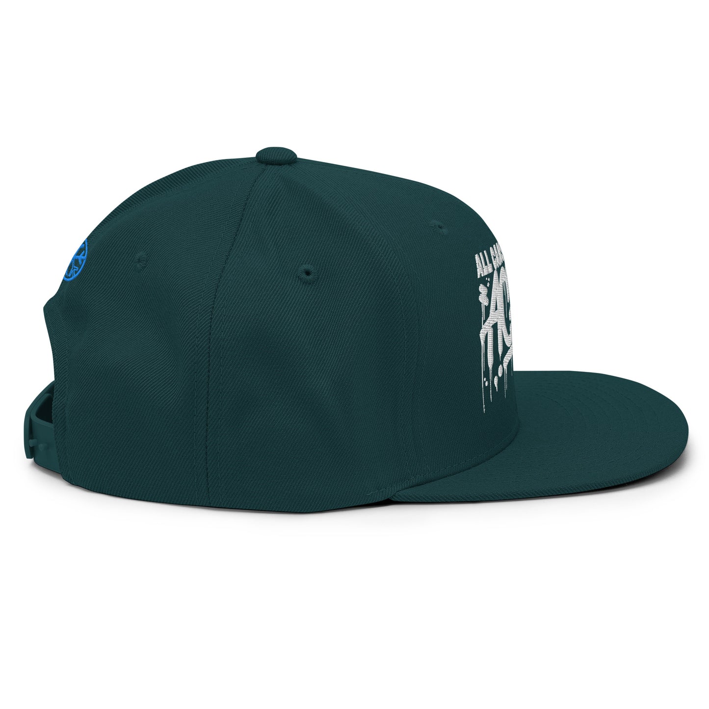Green-ACAB Graffiti Tag Snapback Hat from B.Different Clothing, right view, graffiti-inspired streetwear