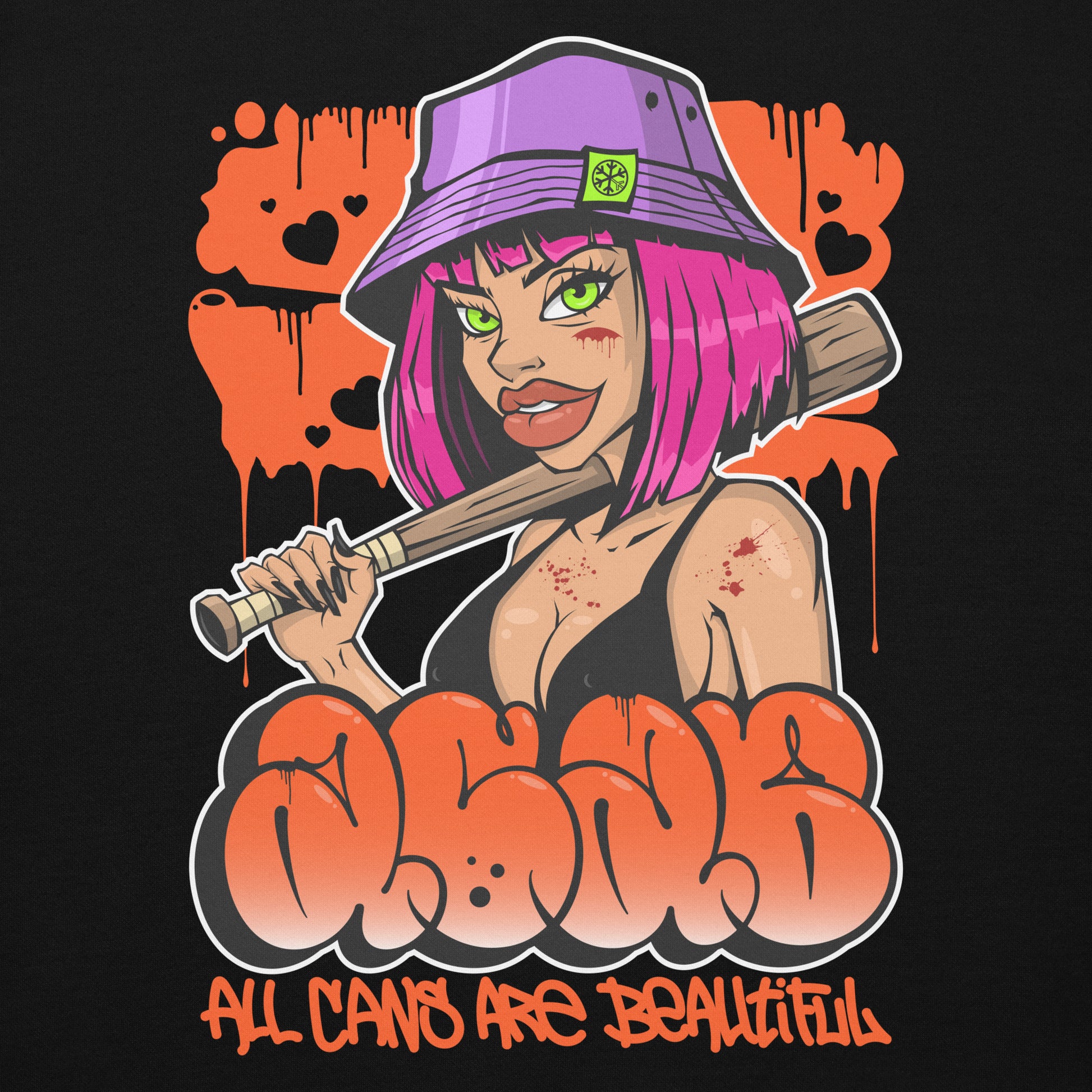 Black-ACAB Girl Graffiti Hoodie from B.Different Clothing, graphic, graffiti-inspired streetwear
