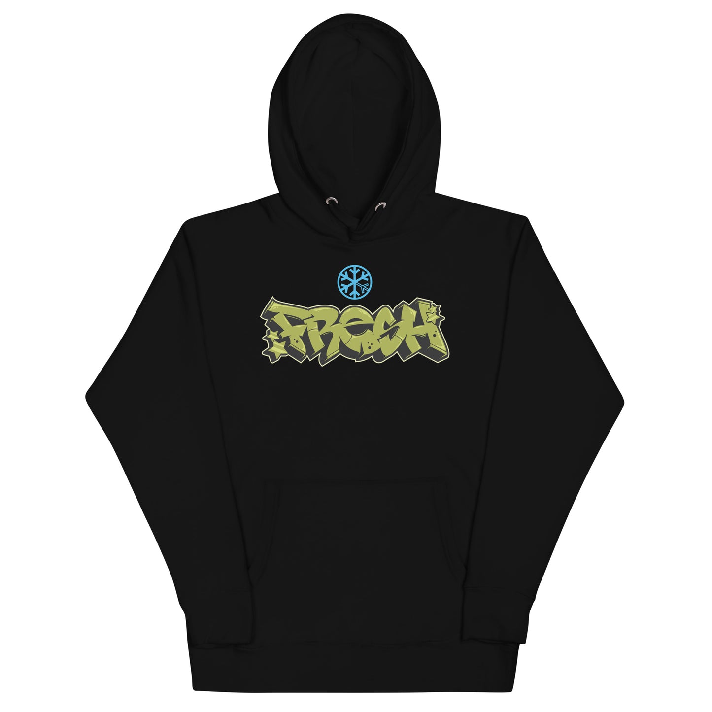 Black-Fresh Graffiti Piece Hoodie from B.Different Clothing, front view, graffiti-inspired streetwear