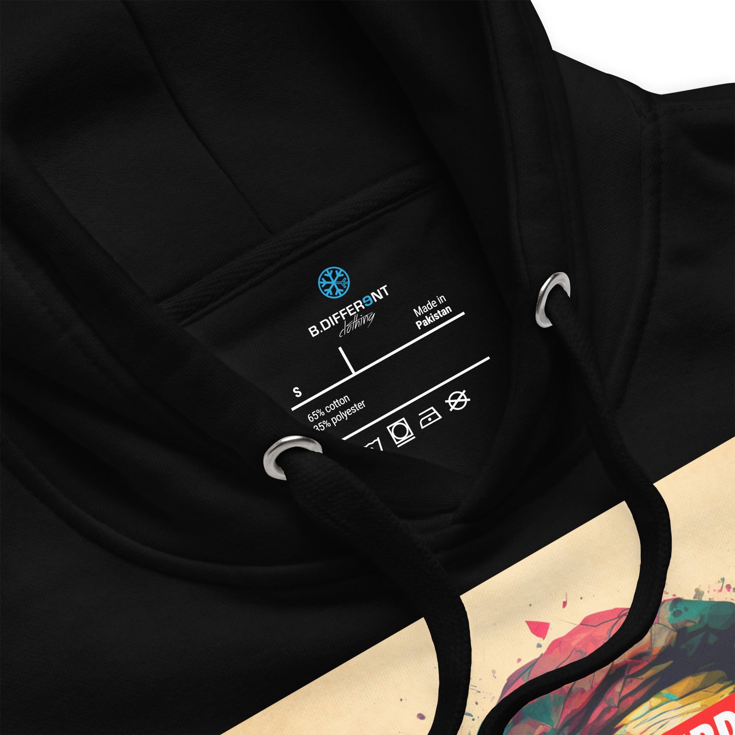 Black-Leonardo da Vinci Hoodie from B.Different Clothing, collar, graffiti-inspired streetwear