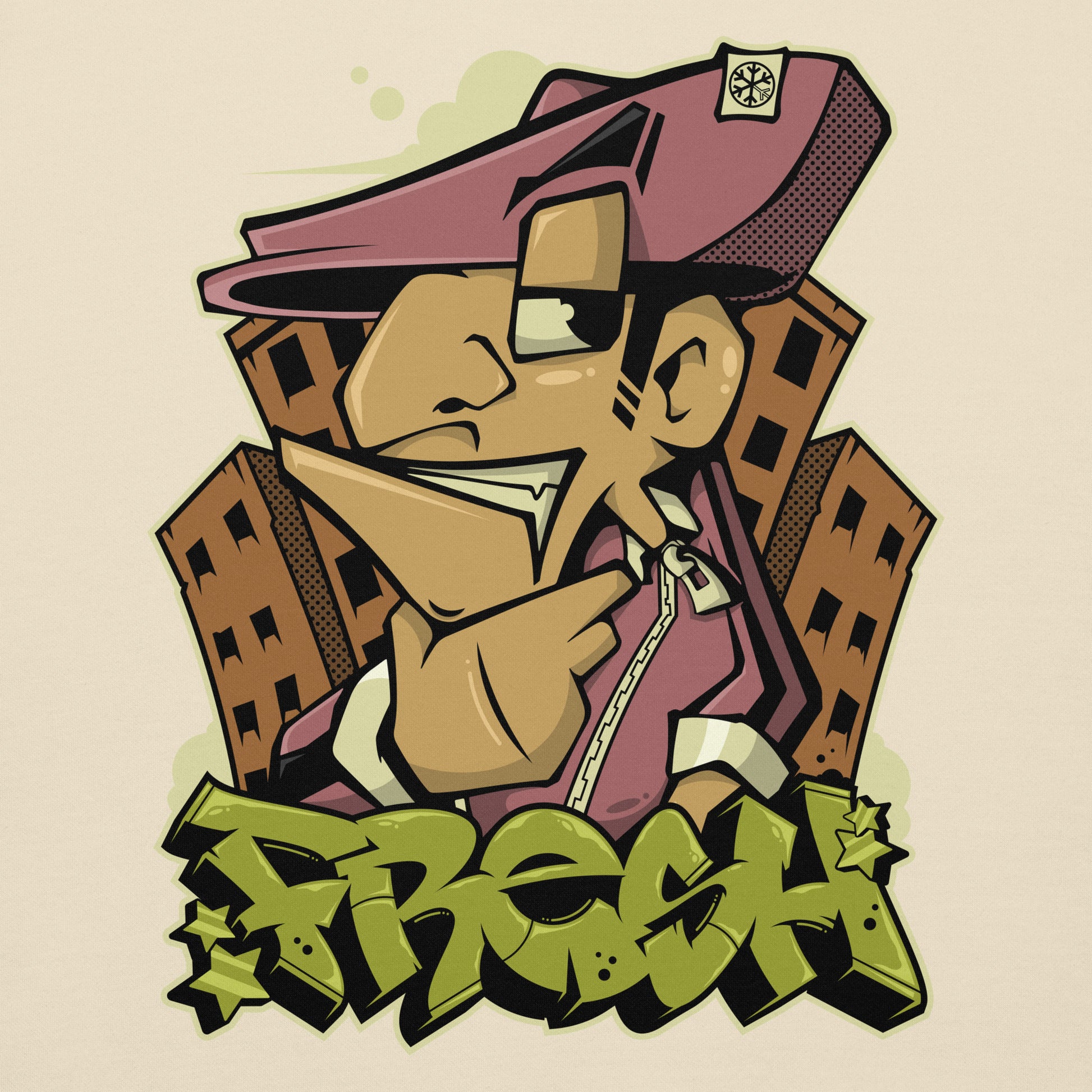 Beige-Fresh Graffiti Character Hoodie from B.Different Clothing, graphic, graffiti-inspired streetwear