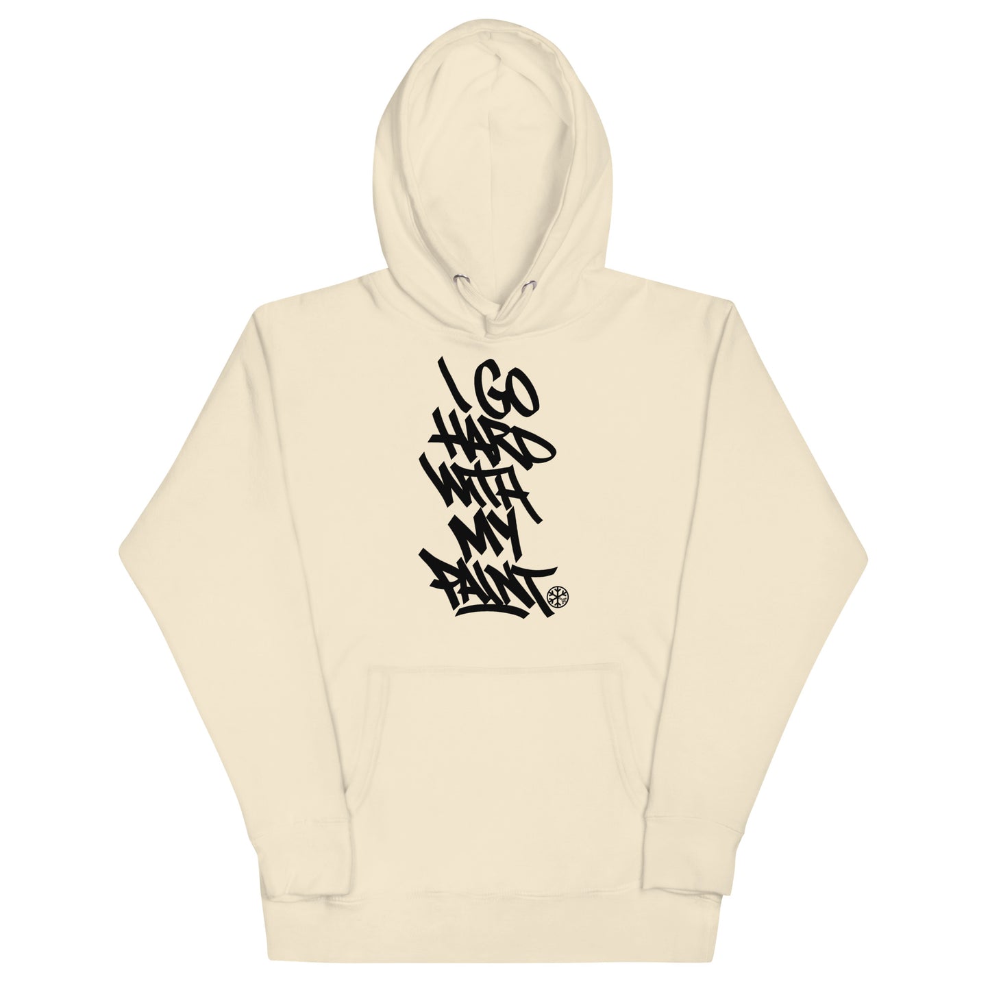 Beige-I Go Hard With My Paint Graffiti Hoodie from B.Different Clothing, front view, graffiti-inspired streetwear