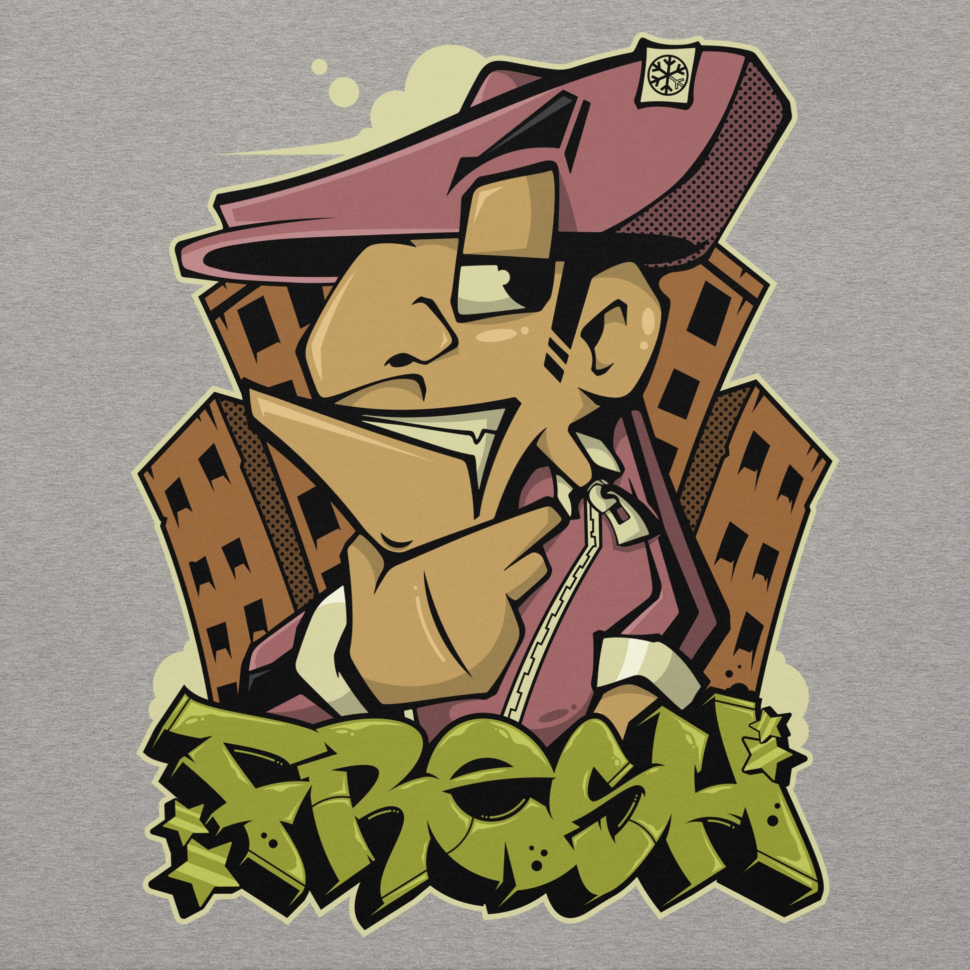 Gray-Fresh Graffiti Character Hoodie from B.Different Clothing, graphic, graffiti-inspired streetwear