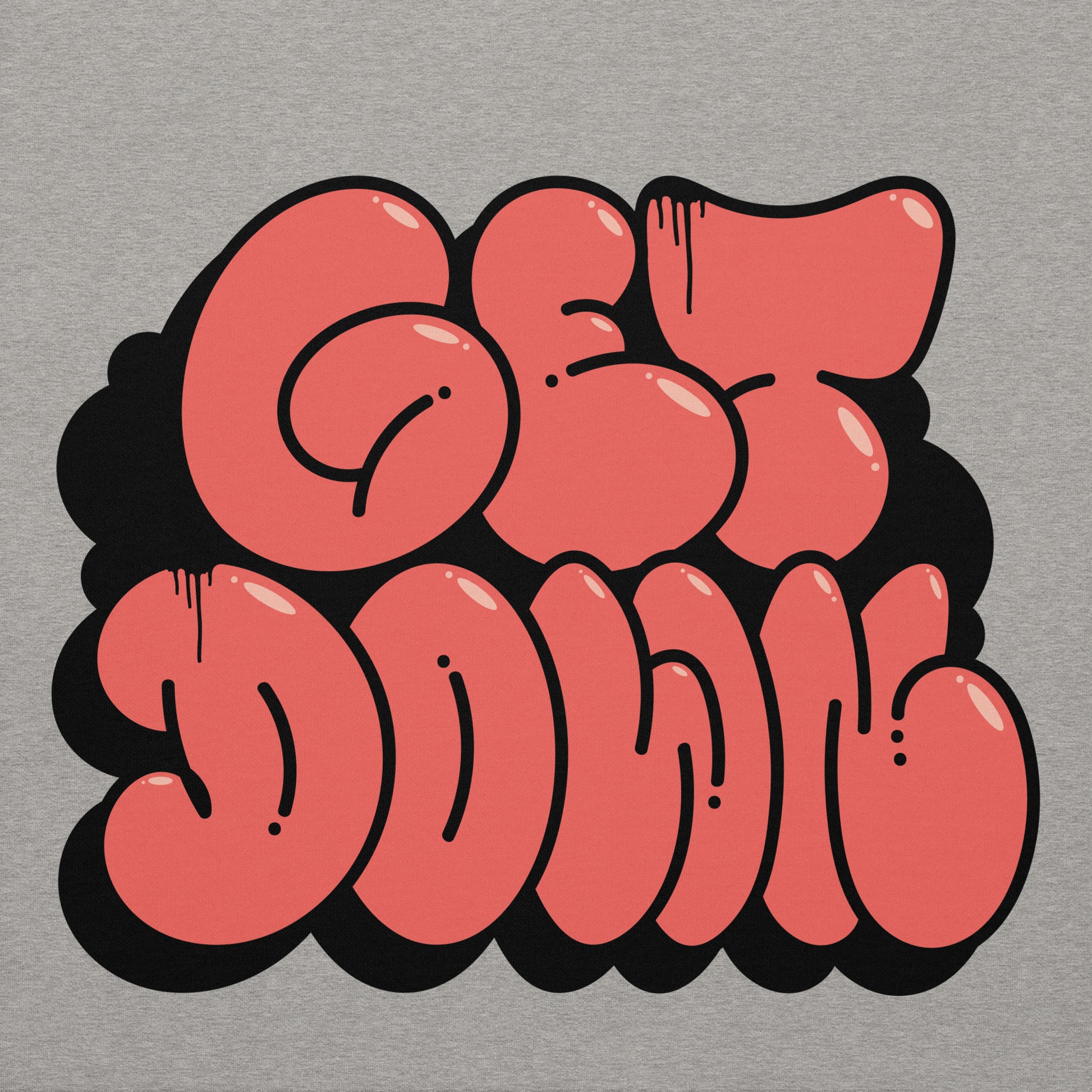Gray-Get Down Graffiti Throw-up Hoodie from B.Different Clothing, graphic, graffiti-inspired streetwear