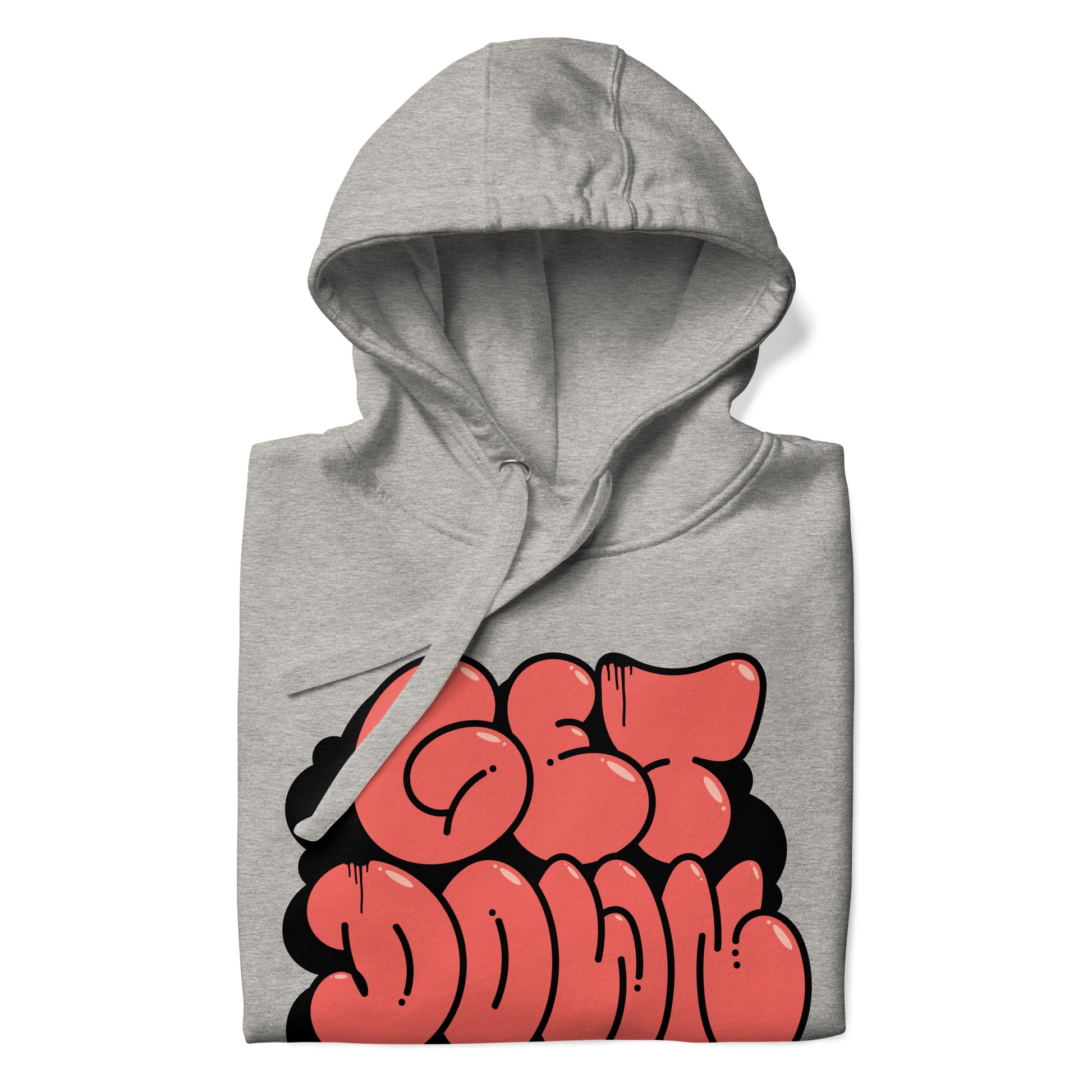 Gray-Get Down Graffiti Throw-up Hoodie from B.Different Clothing, folded, graffiti-inspired streetwear
