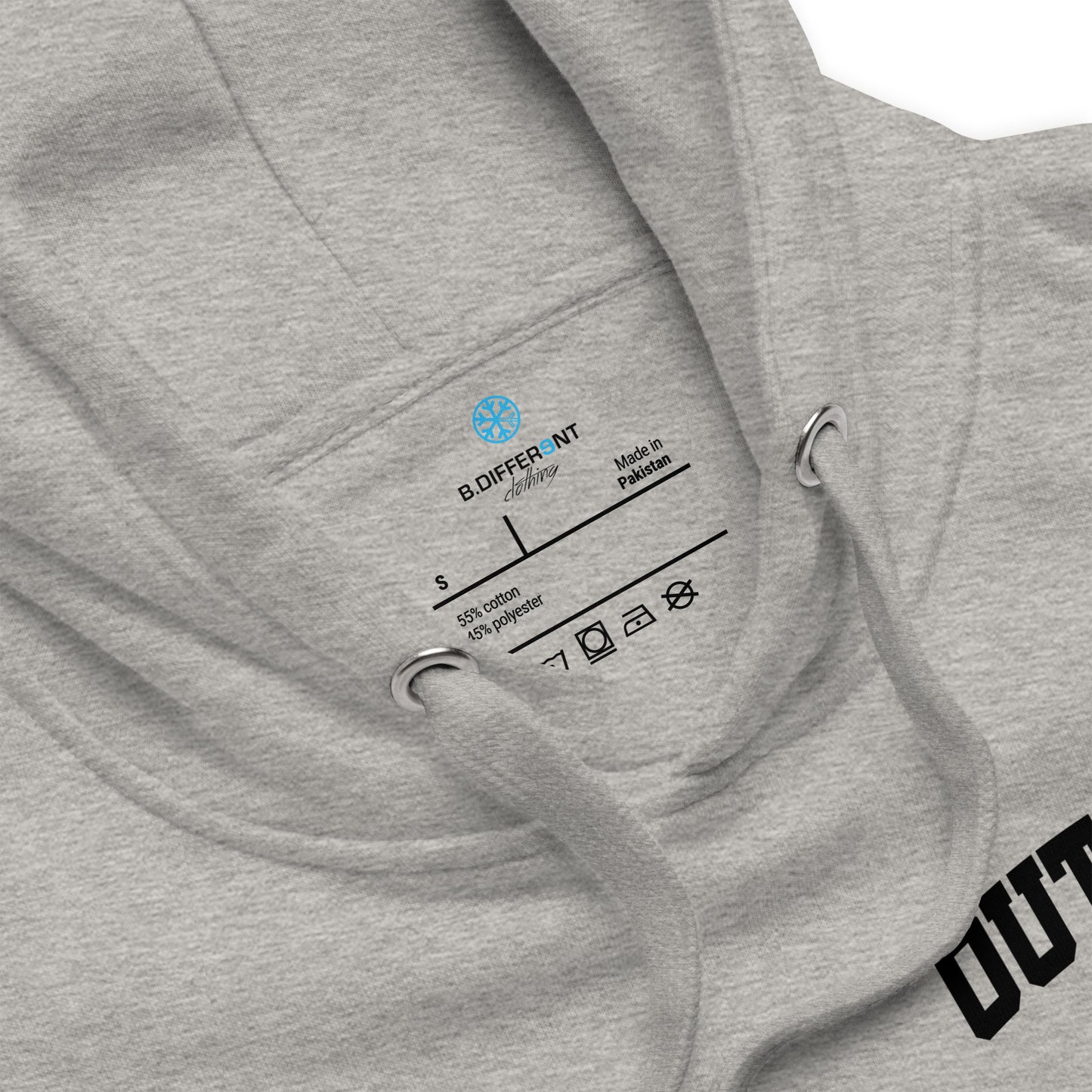 Gray-Outcast Graffiti Character Hoodie from B.Different Clothing, collar, graffiti-inspired streetwear