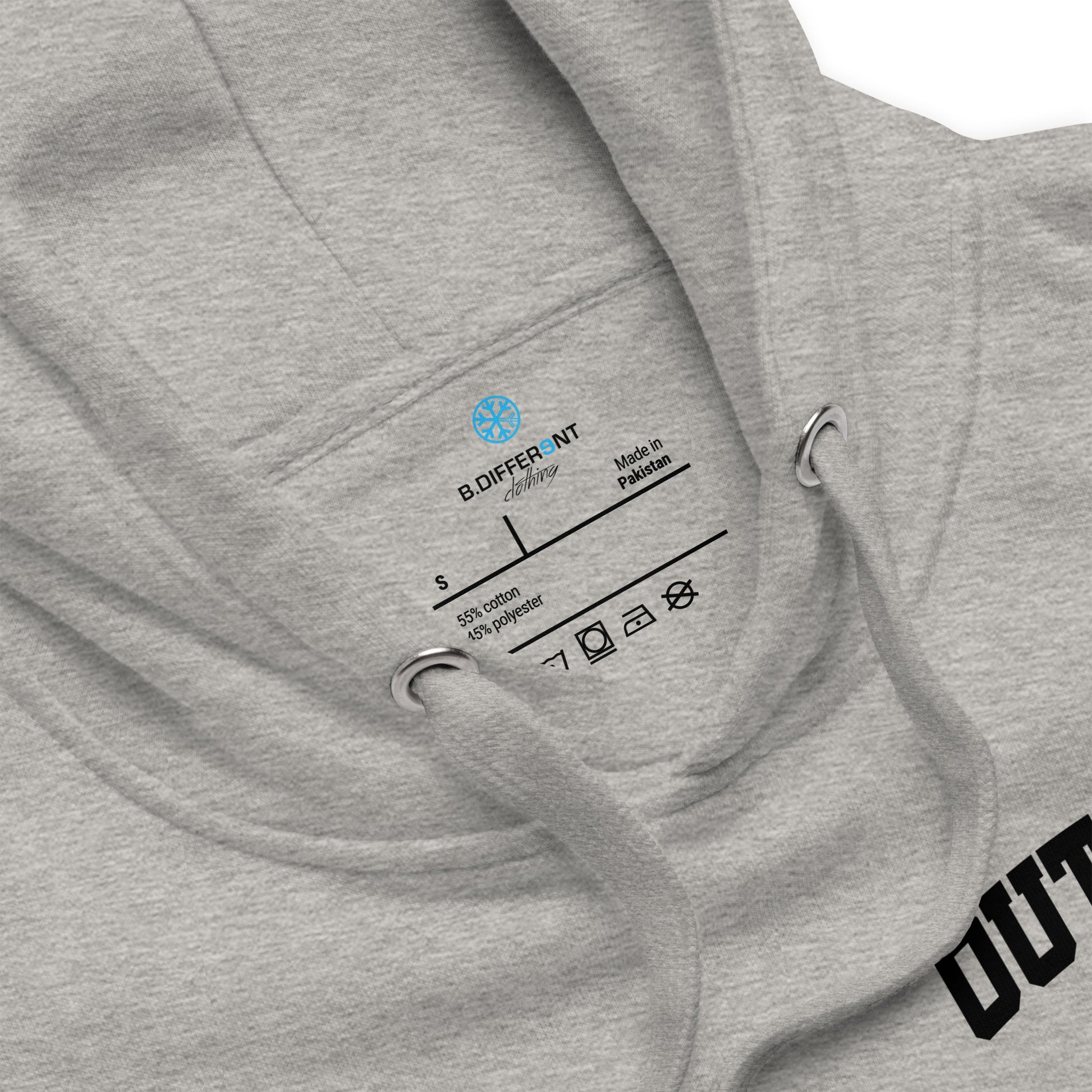 Gray-Outcast Graffiti Character Hoodie from B.Different Clothing, collar, graffiti-inspired streetwear