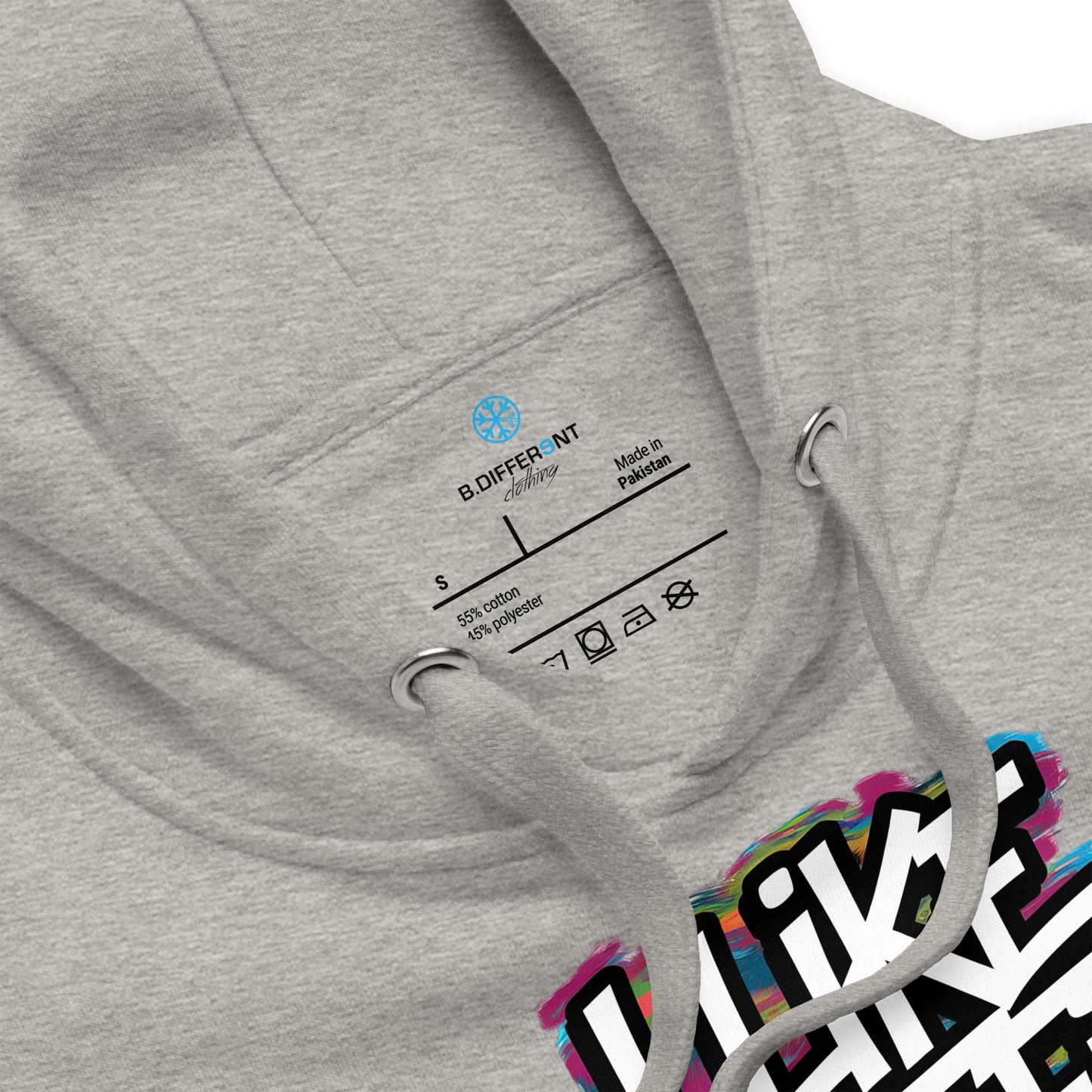 Gray-I Like Graffiti and Maybe 2 People Hoodie from B.Different Clothing, collar, graffiti-inspired streetwear