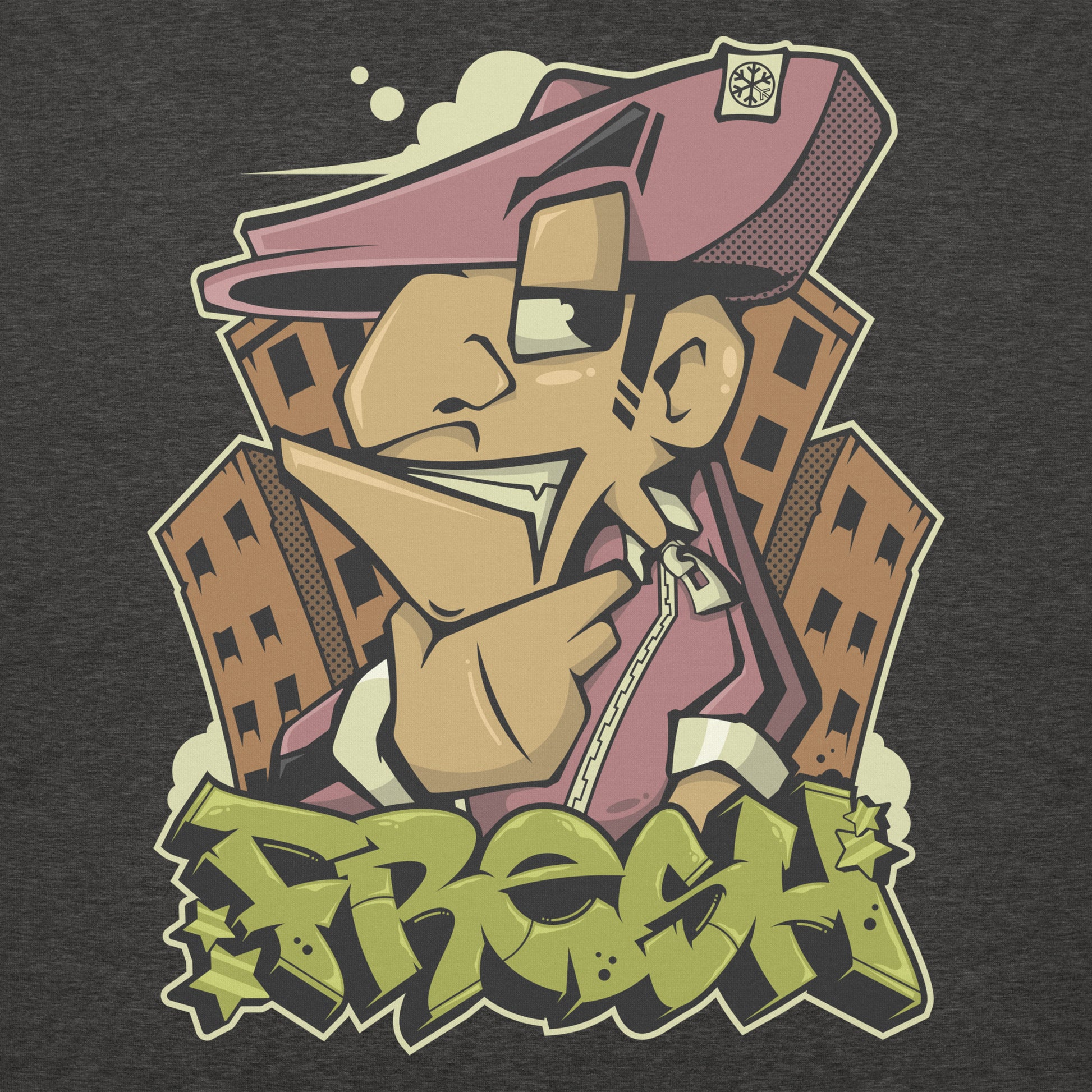 Darkgray-Fresh Graffiti Character Hoodie from B.Different Clothing, graphic, graffiti-inspired streetwear