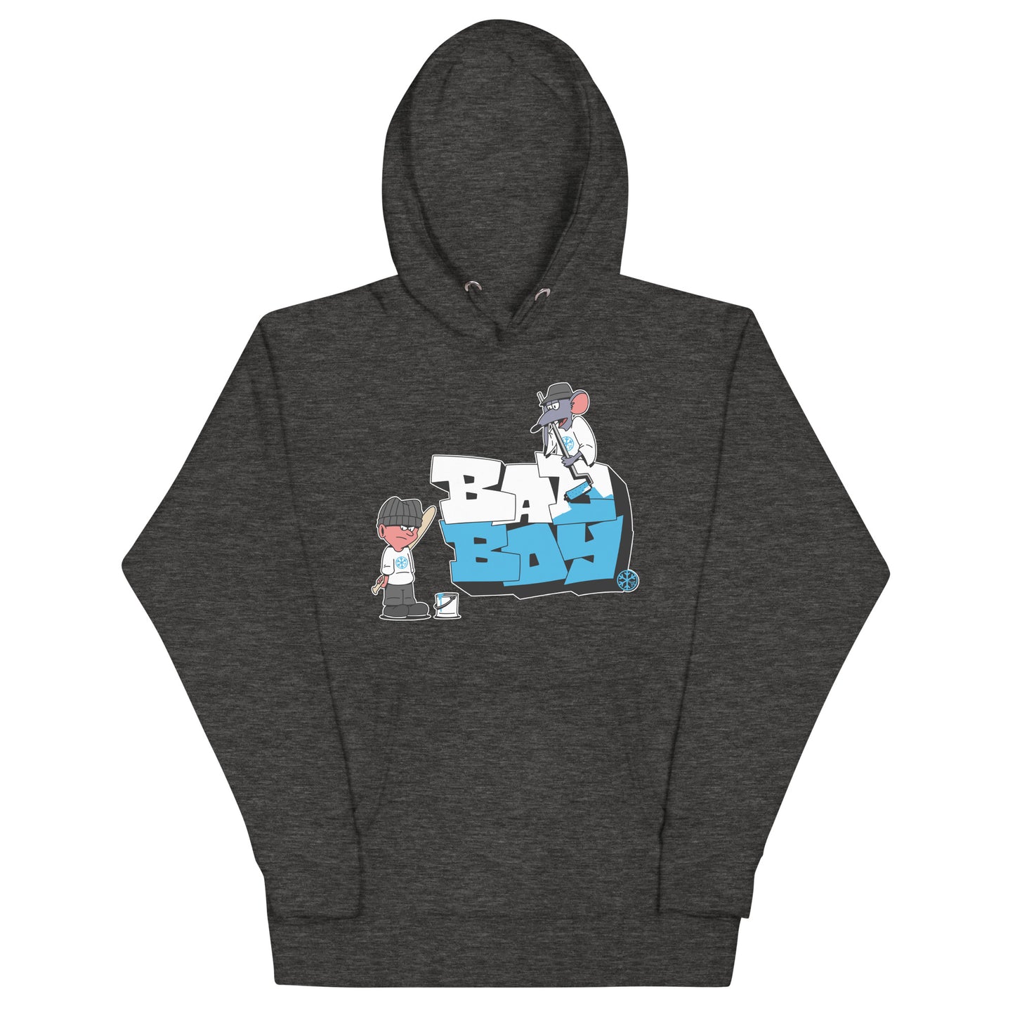 Darkgray-Bad Boy Graffiti Hoodie from B.Different Clothing, front view, graffiti-inspired streetwear