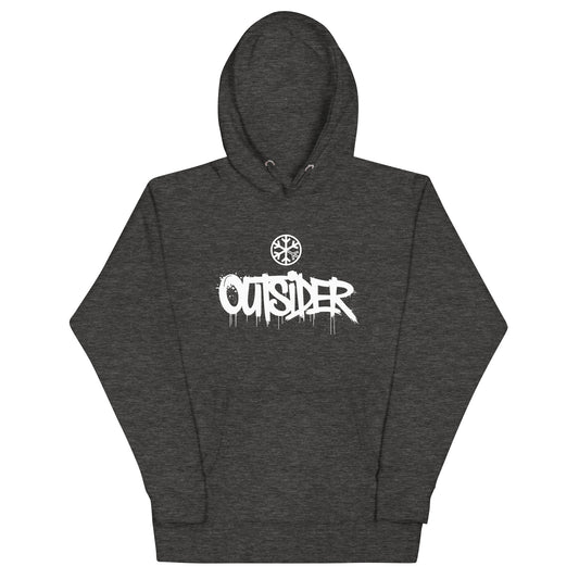 Darkgray-Outsider Graffiti Tag Sweatshirt from B.Different Clothing, front view, graffiti-inspired streetwear