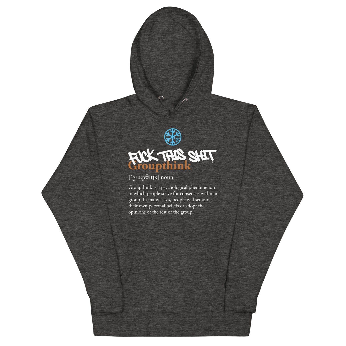 Darkgray-Groupthink Graffiti Hoodie from B.Different Clothing, front view, graffiti-inspired streetwear