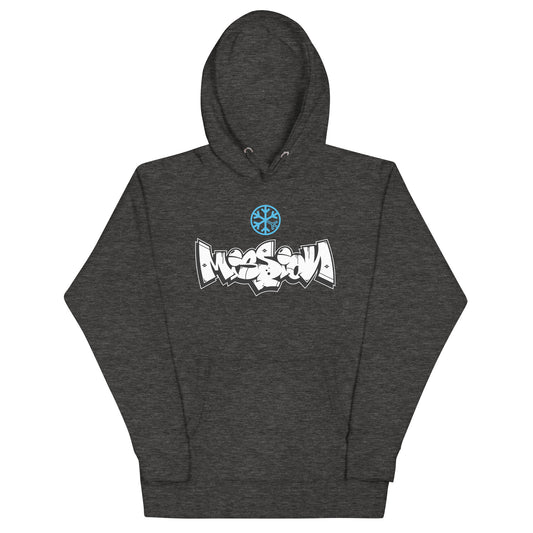 Darkgray-Mission Graffiti Piece Hoodie from B.Different Clothing, front view, graffiti-inspired streetwear