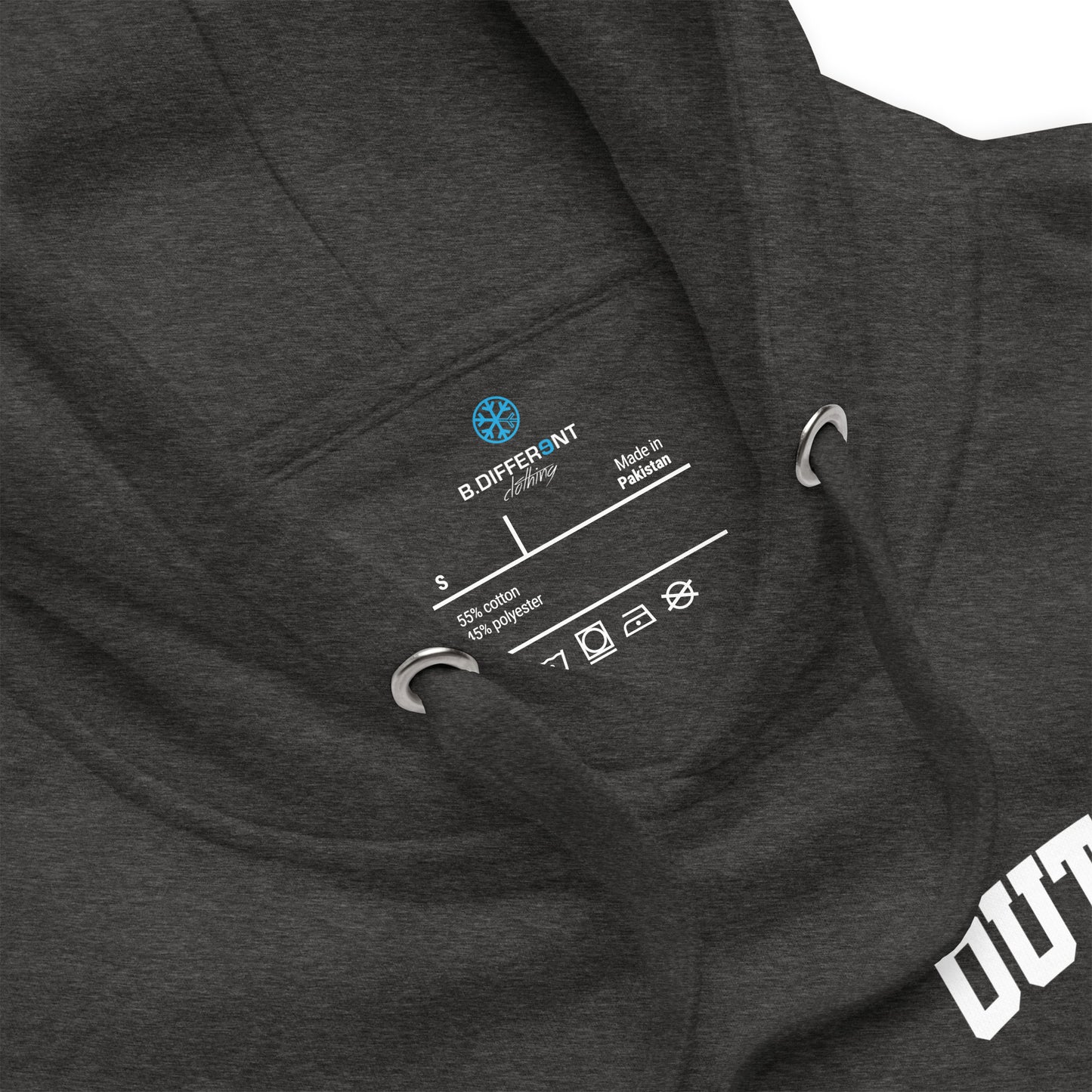 Darkgray-Outcast Graffiti Character Hoodie from B.Different Clothing, collar, graffiti-inspired streetwear