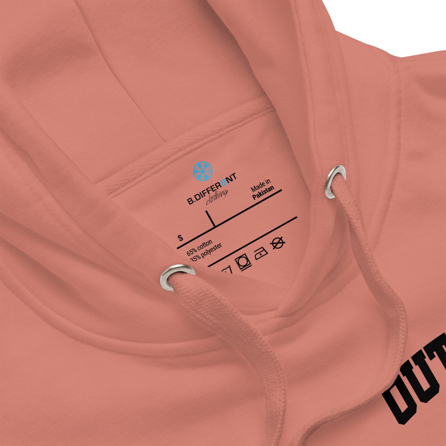 Pink-Outcast Graffiti Character Hoodie from B.Different Clothing, collar, graffiti-inspired streetwear