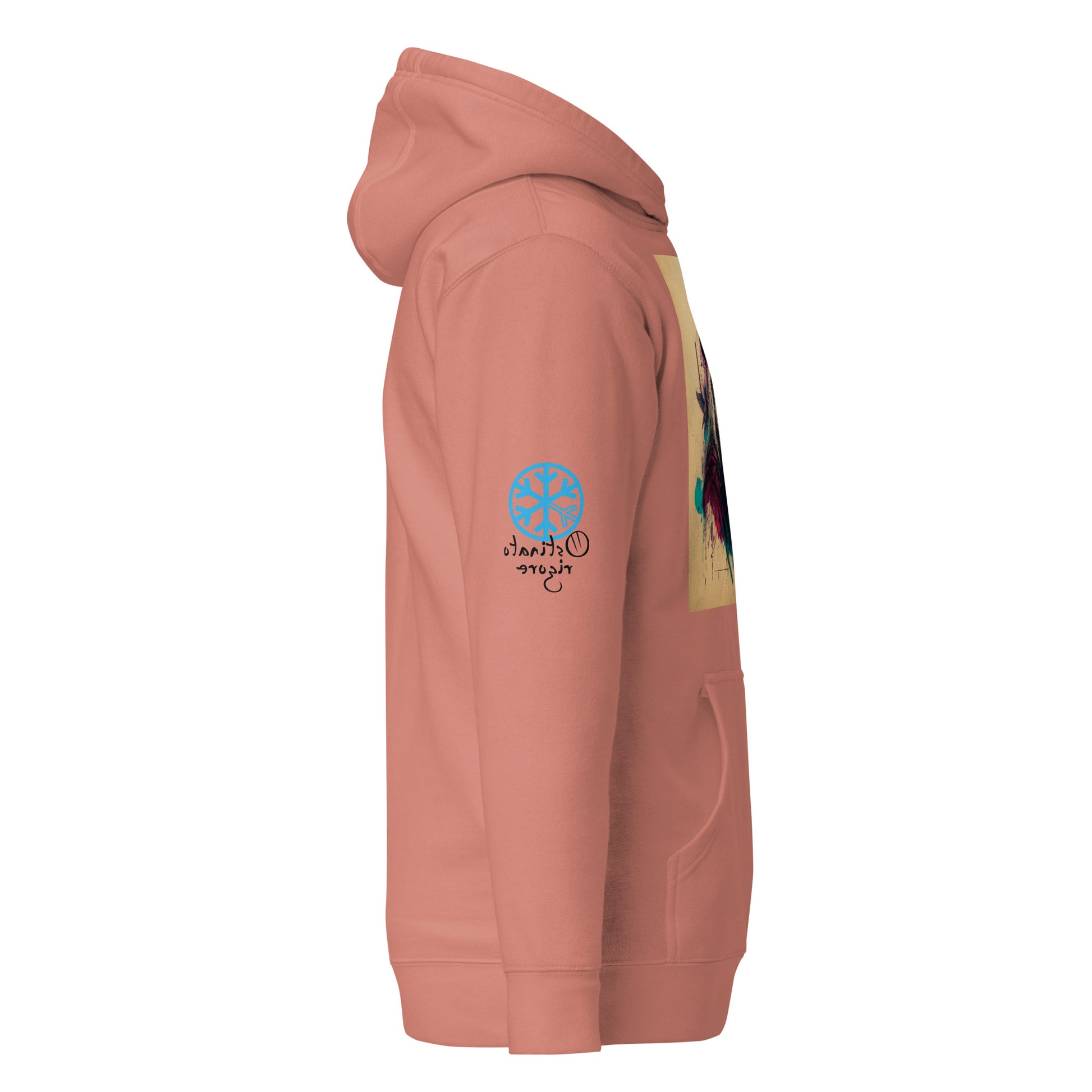 Pink-Leonardo da Vinci Hoodie from B.Different Clothing, side view, graffiti-inspired streetwear